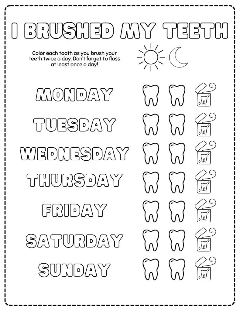 Free Printable Toothbrushing Chart For Kids regarding Teeth Brushing Chart Printable