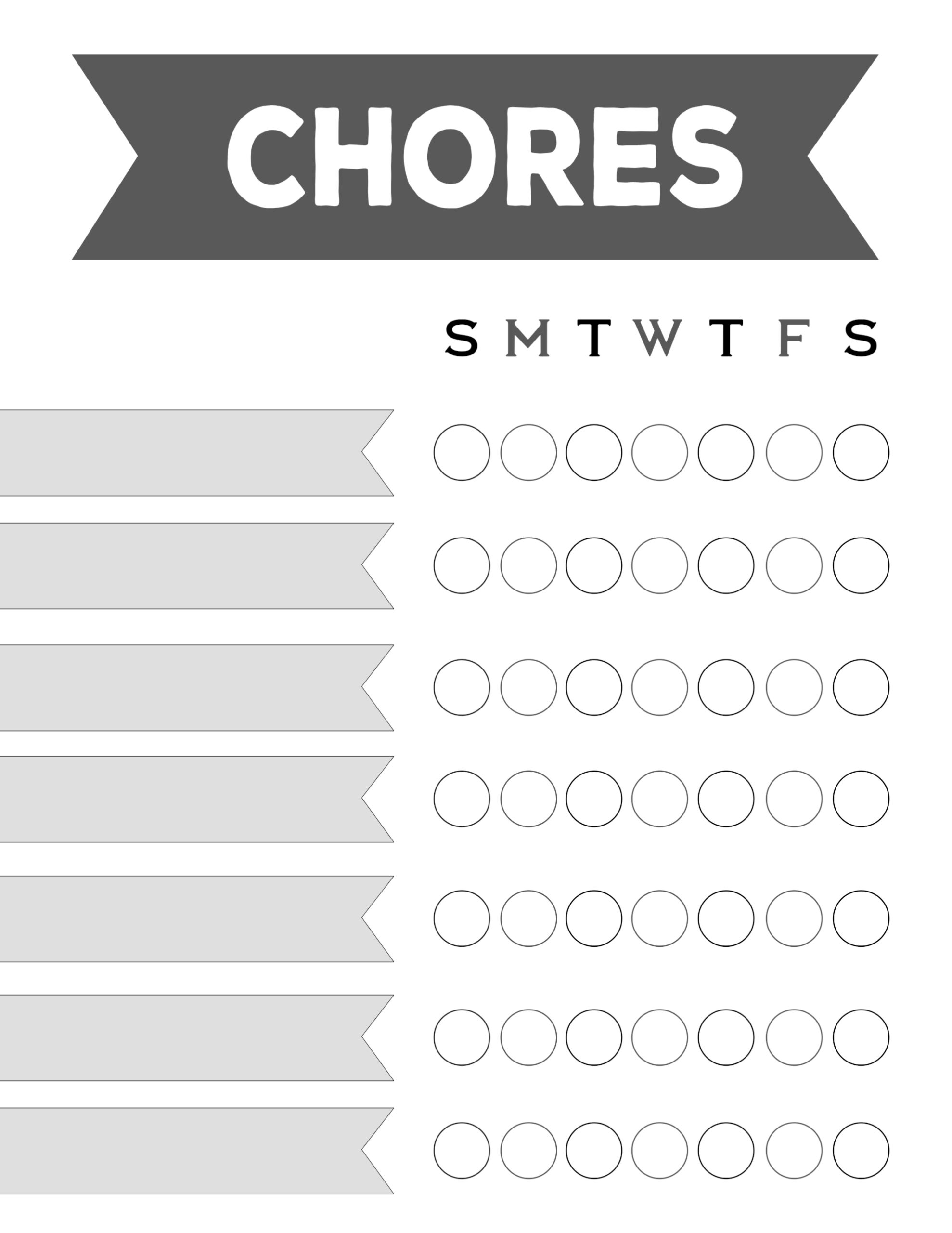 Free Printable Weekly Chore Charts - Paper Trail Design within Daily Chore Chart Printable