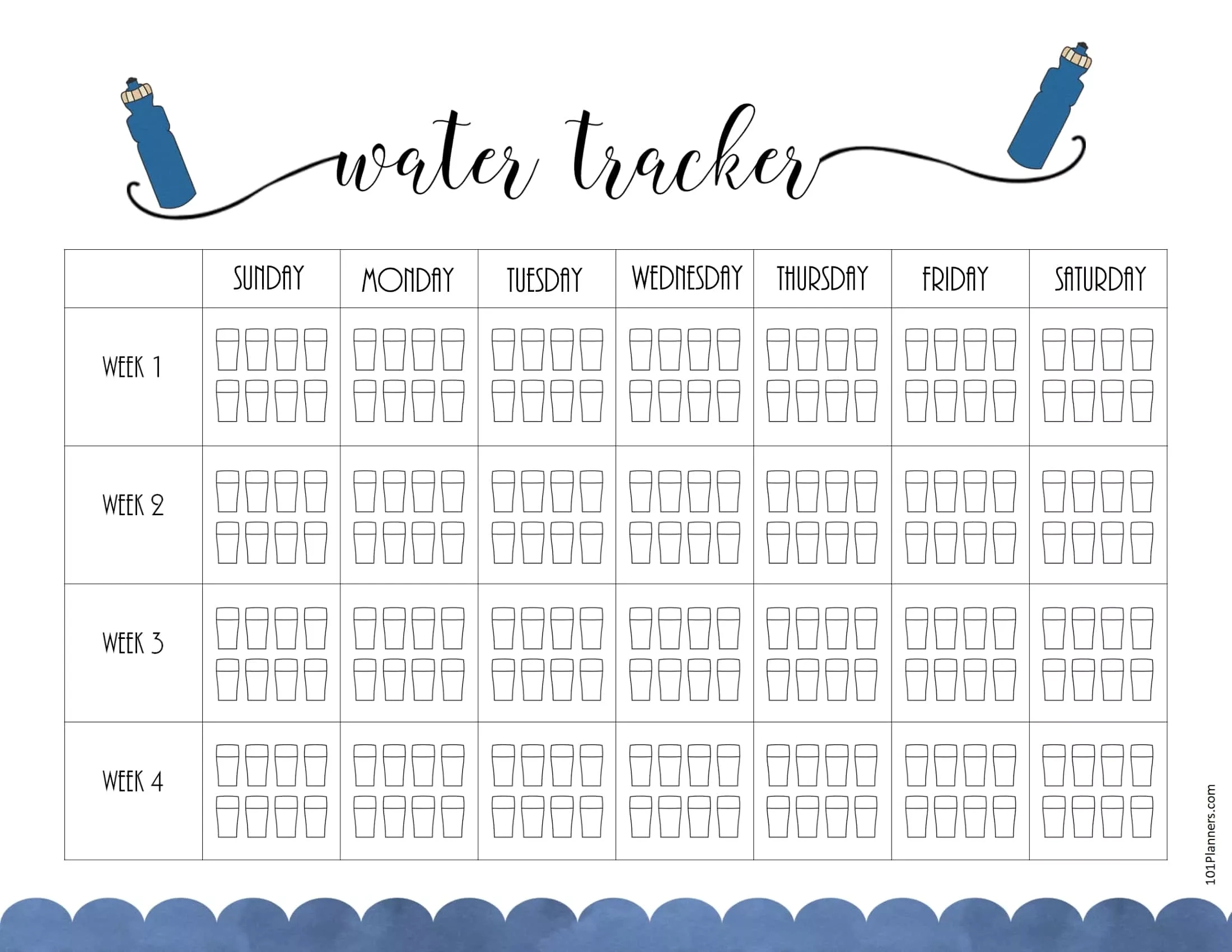 Free Water Tracker Printable | Customizable | Instant Download pertaining to Daily Water Intake Chart Printable