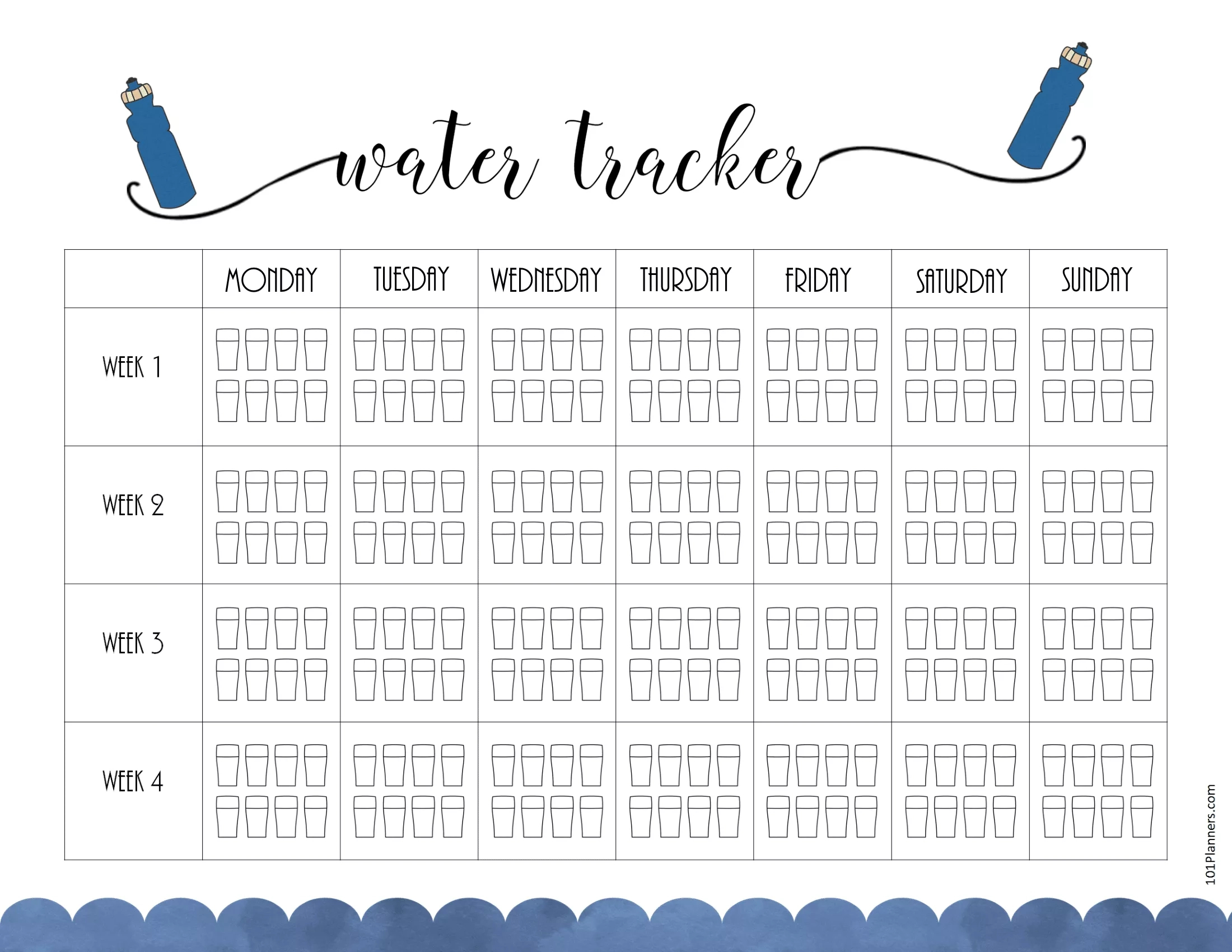 Free Water Tracker Printable | Customizable | Instant Download pertaining to Water Chart Printable