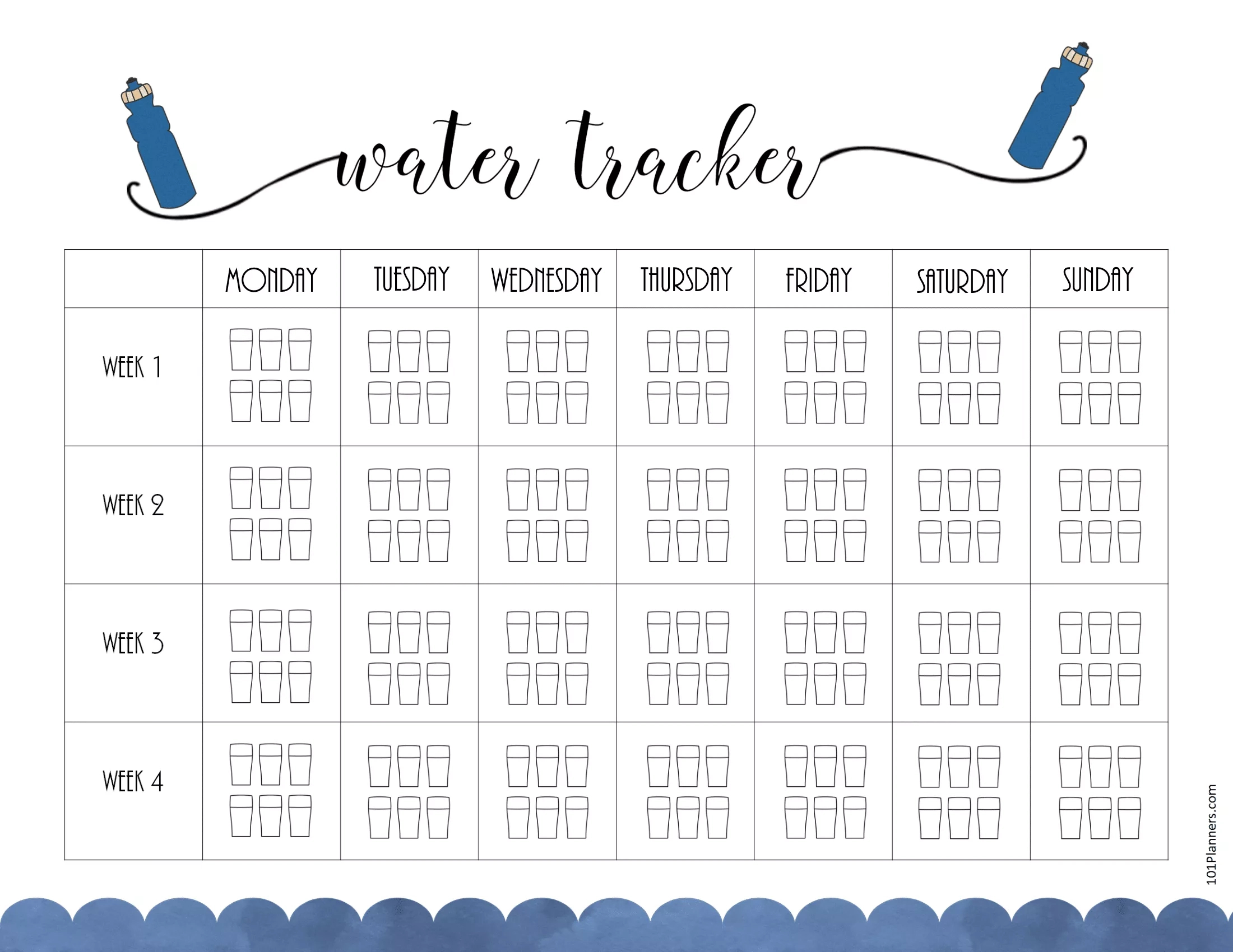 Free Water Tracker Printable | Customizable | Instant Download regarding Water Drinking Chart Printable