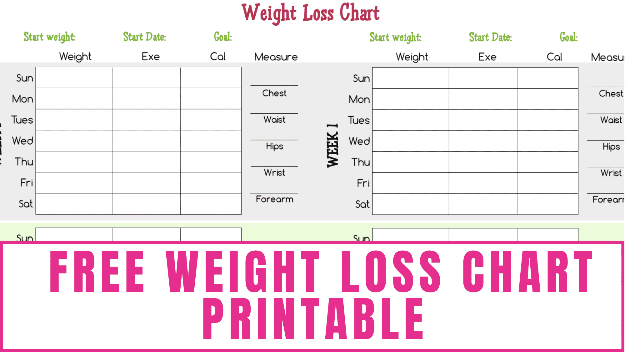 Free Weight Loss Chart Printable - Freebie Finding Mom intended for Free Weight Chart Printable