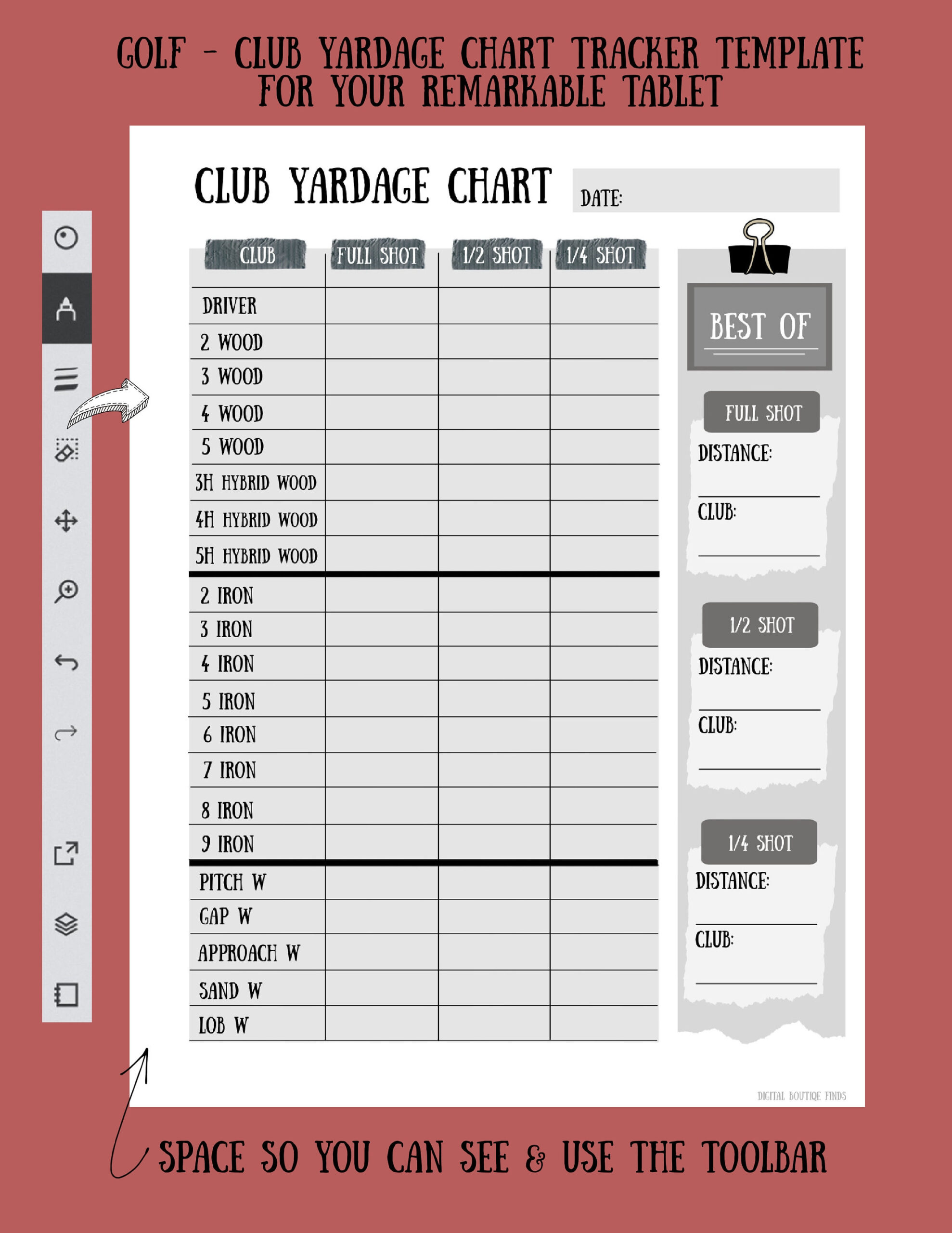 Golf Shoponline Club Distance Chart in Golf Club Distance Chart Printable