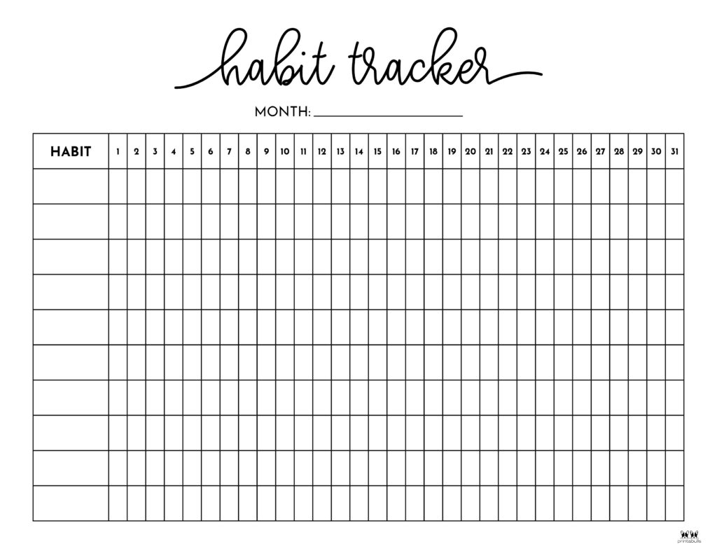 Habit Trackers - 25 Free Printables | Printabulls throughout Habit Chart Printable