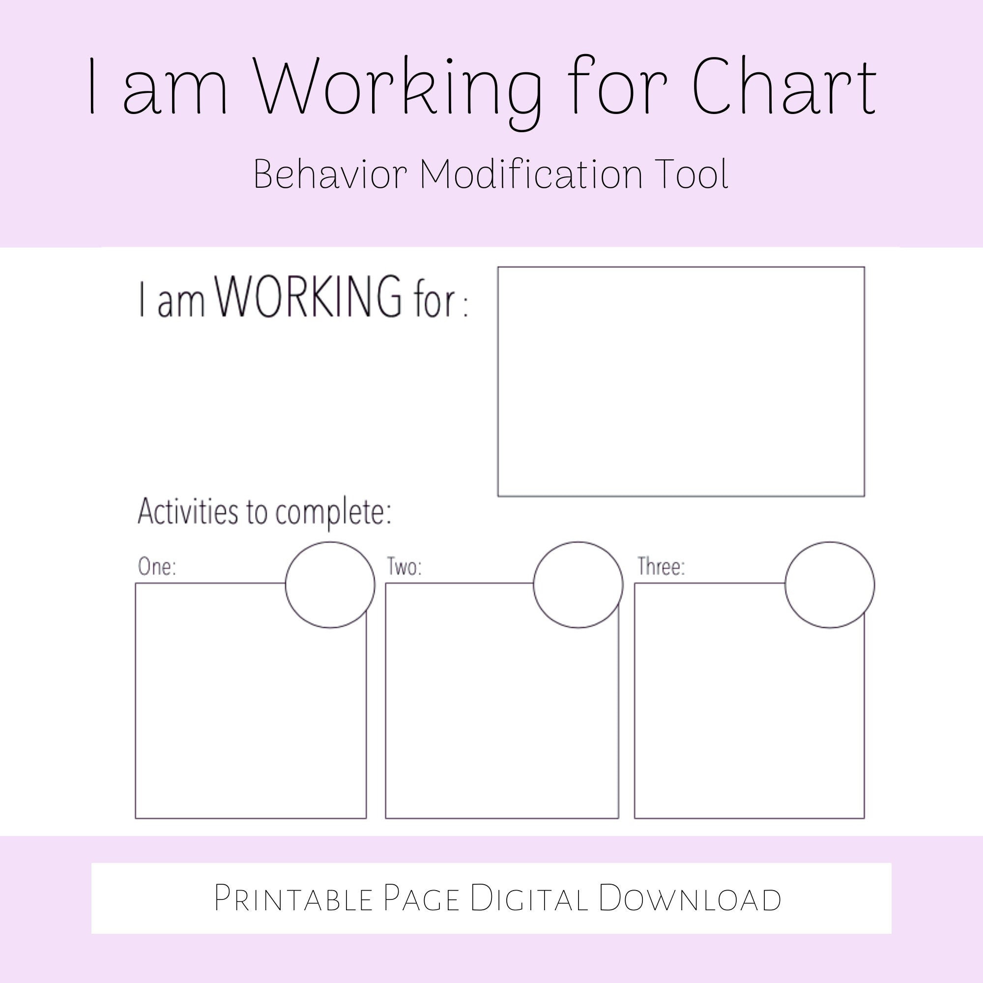 I Am Working For Chart, Behavior Modification Chart, Reward Chart in I Am Working For Chart Printable