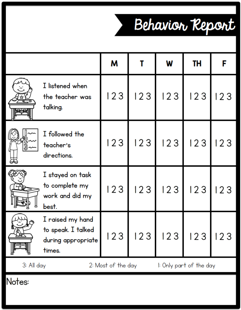 Individual Behavior Chart Freebies - Sarah&amp;#039;S Teaching Snippets pertaining to Kindergarten Behavior Chart Printable