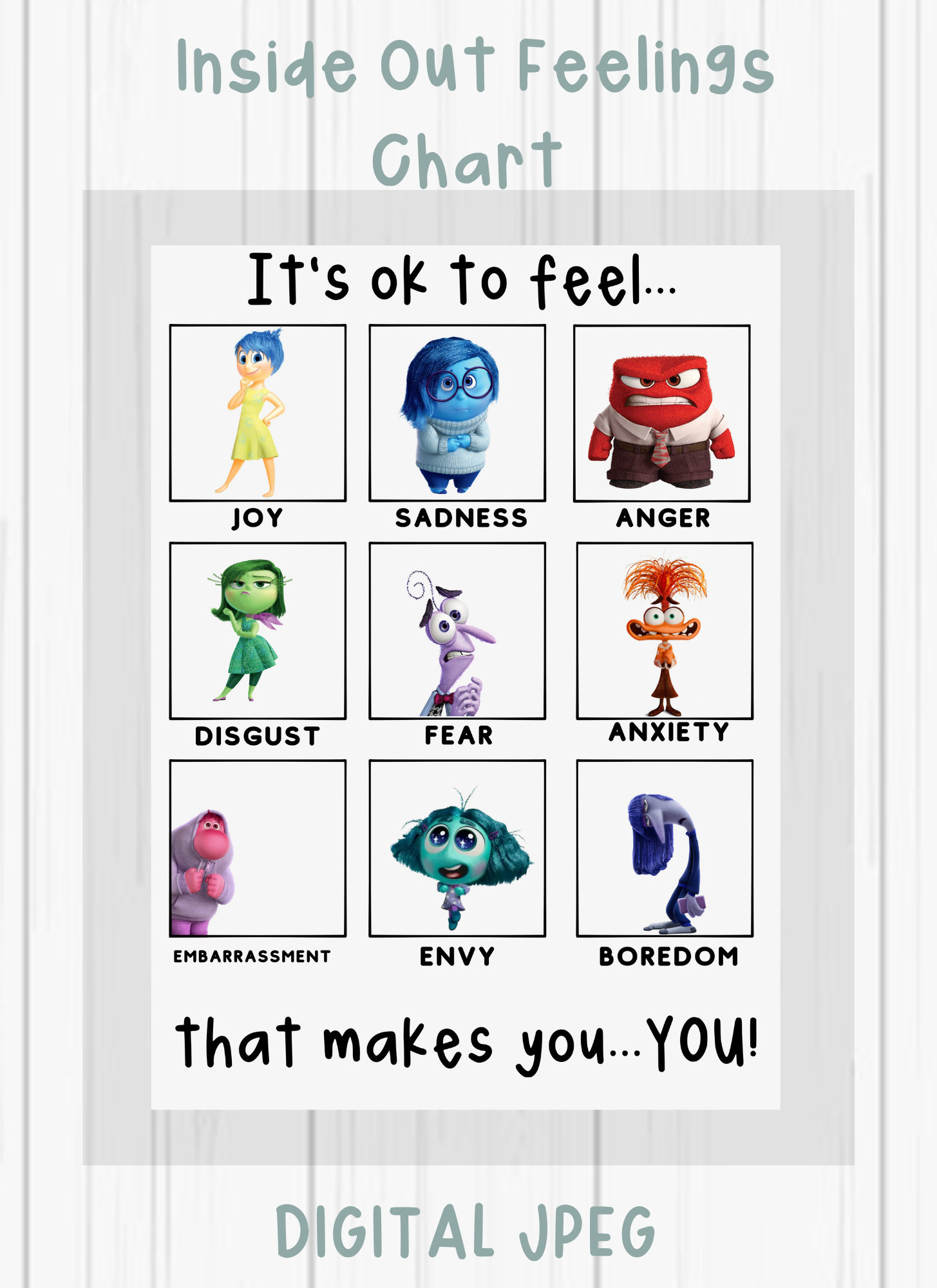Inside Out Feelings Chart Digitaler Download | Emotionales Bewusstsein Zum Ausdrucken with regard to Inside Out Feelings Chart Printable