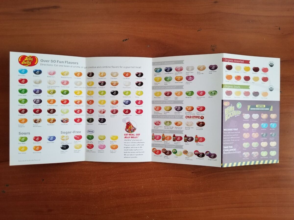Jelly Belly (Jelly Bean) Over 50 Flavors Menus And Recipes within Jelly Belly Flavor Chart Printable