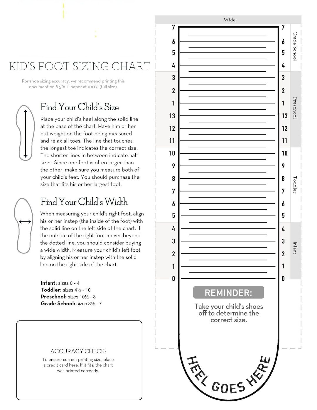 Kids Foot Sizer Charts| Simple Foot Sizer Charts | Child Shoe Sizer Charts | Toddler Shoe Sizer| Foot Shoe Size Determiner |Instant Download - Etsy with regard to Foot Measurement Chart Printable