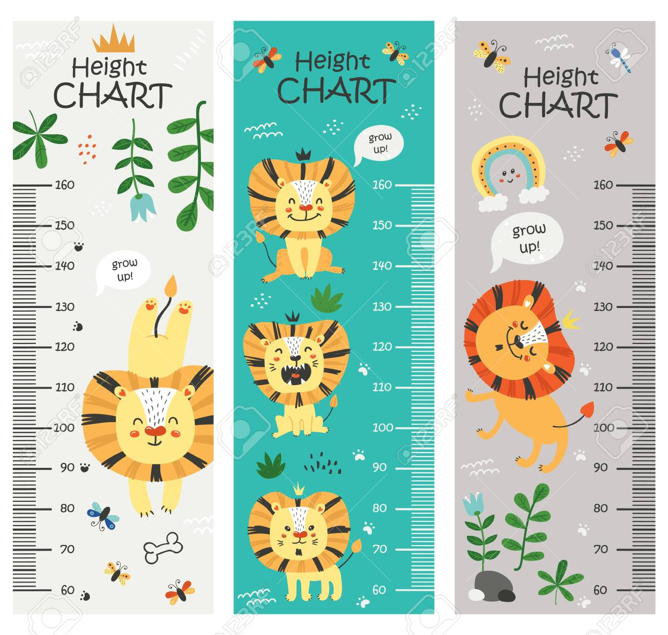 Kids Height Chart. Vector Isolated Illustration With Lions Royalty throughout Children&amp;#039;S Height Chart Printable