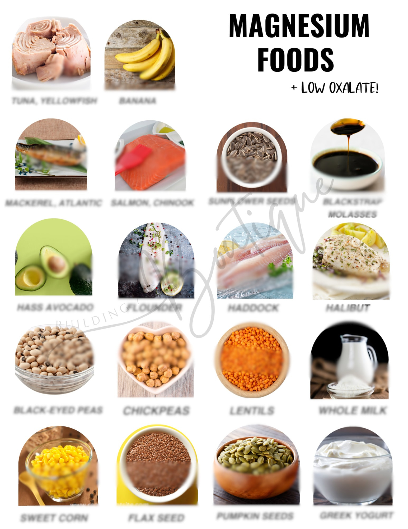 Magnesium Food Guide Printable Grocery List Digital Nutrition throughout Magnesium Rich Foods Chart Printable
