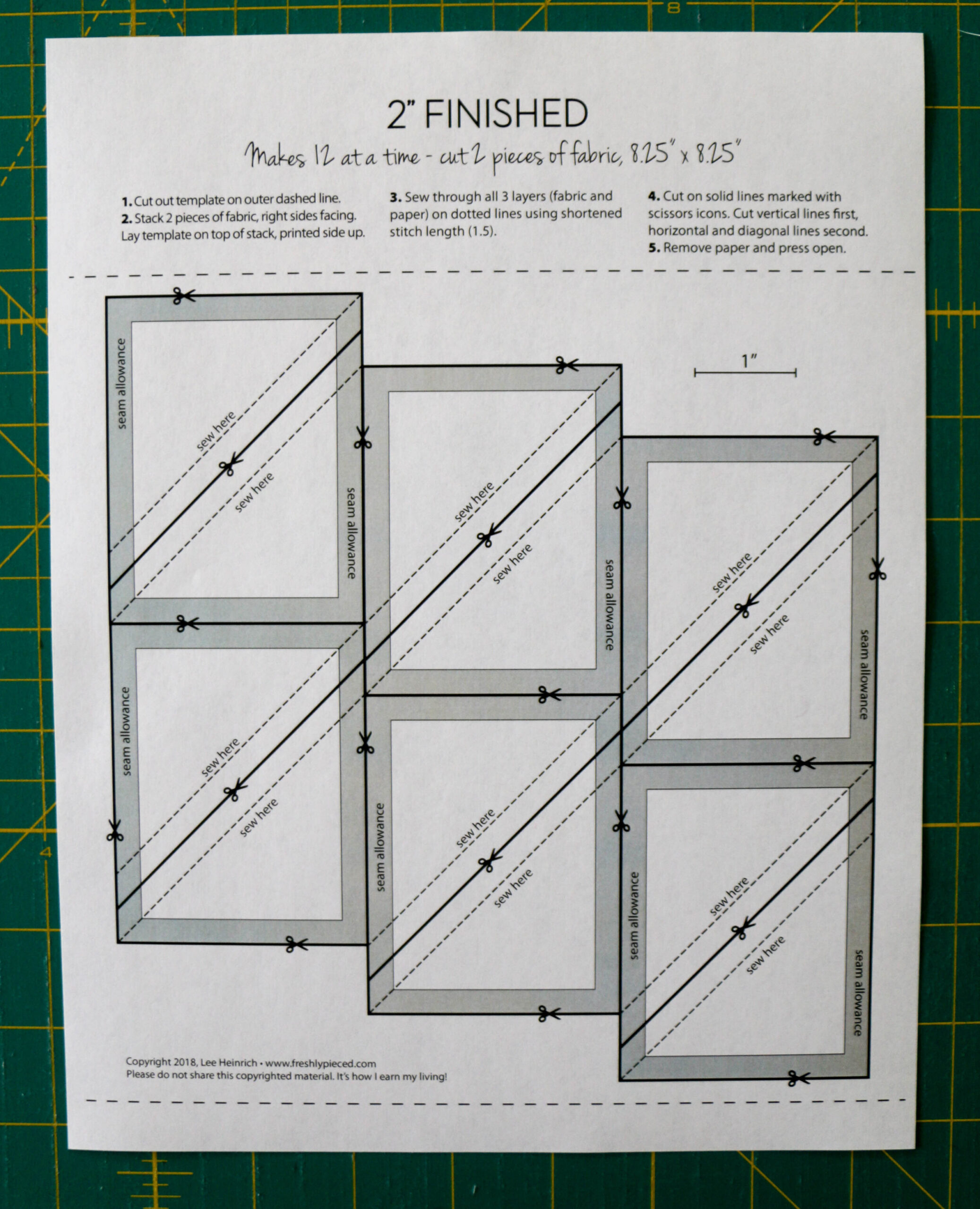Make Perfect Hsts Fast, With No Trimming — Lee Heinrich Designs within Half Square Triangle Chart Printable