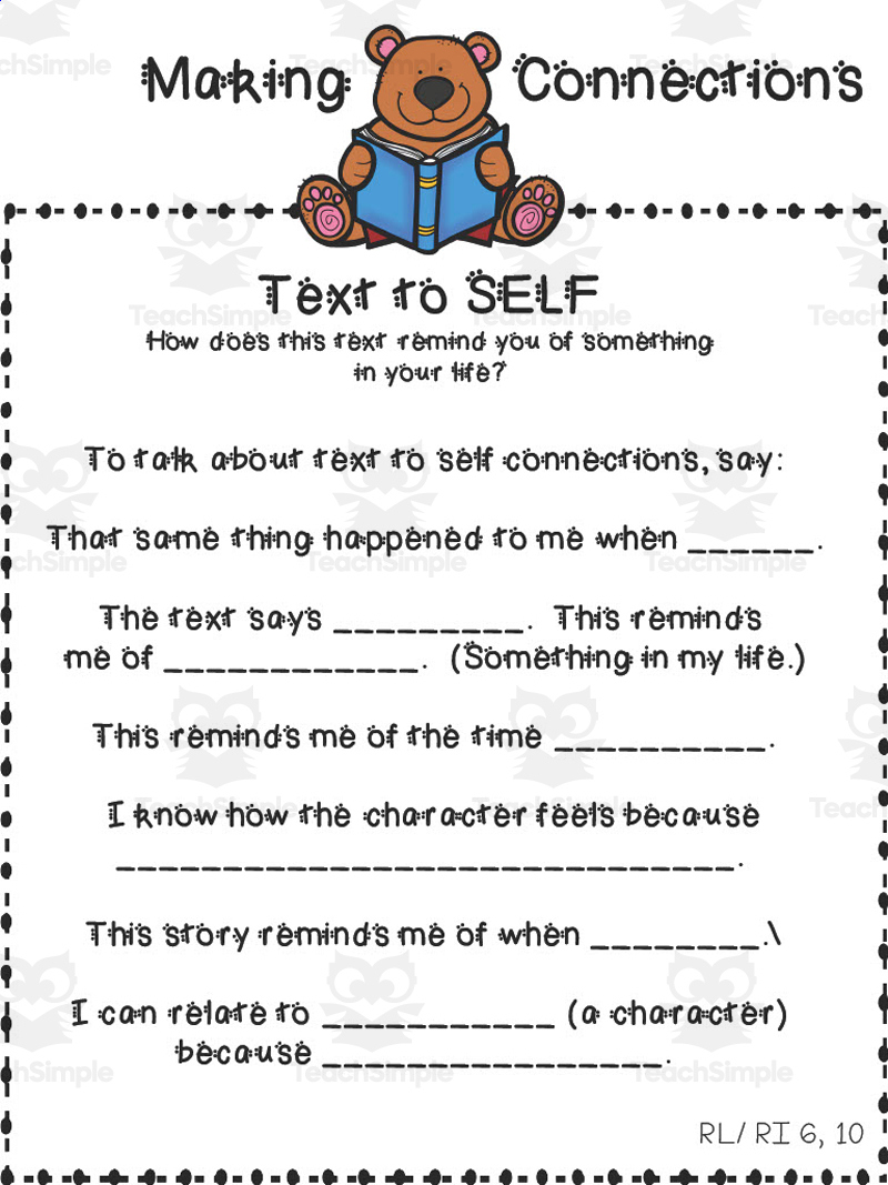 Making Connections Anchor Chart with regard to Text To Self Anchor Chart Printable