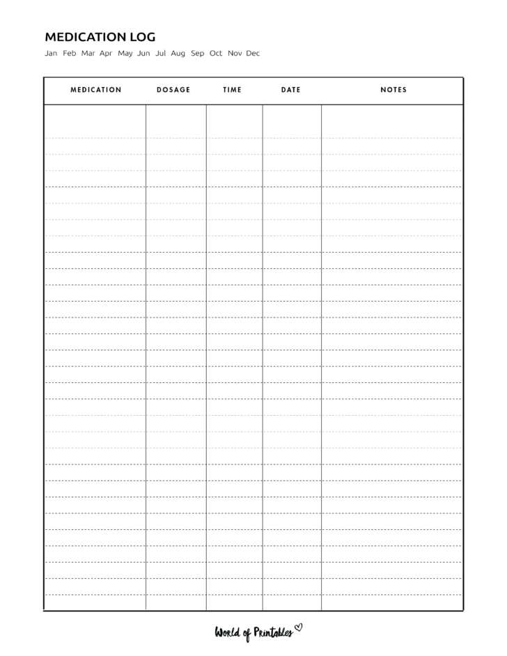 Free Medication Chart Printable