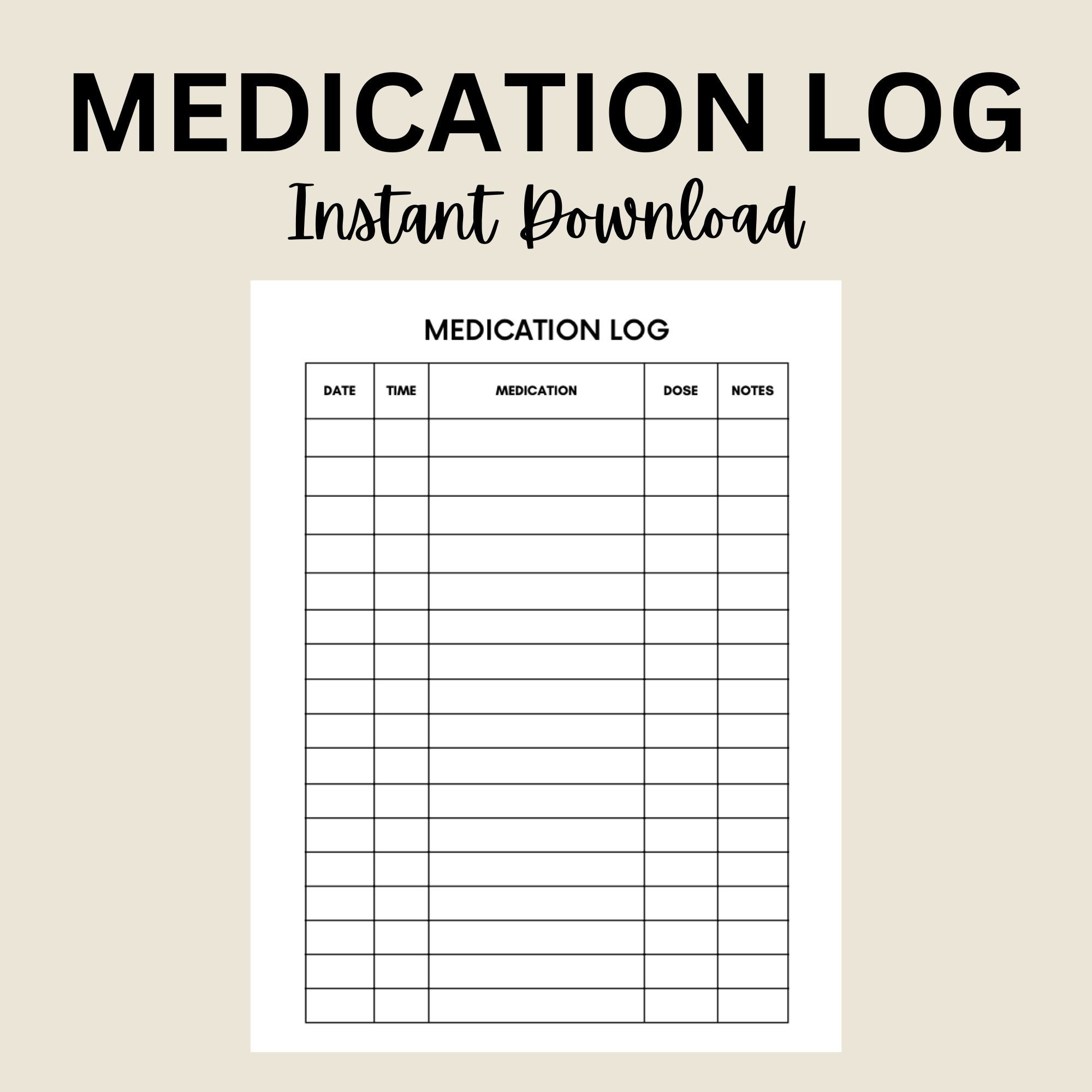 Medication Log Printable Medication Tracker Medication Chart Daily throughout Daily Medication Chart Printable