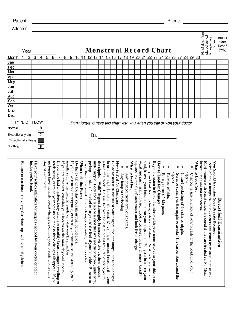 Menstrual Record Chart: Fill Out &amp;amp; Sign Online | Dochub for Menstrual Chart Printable
