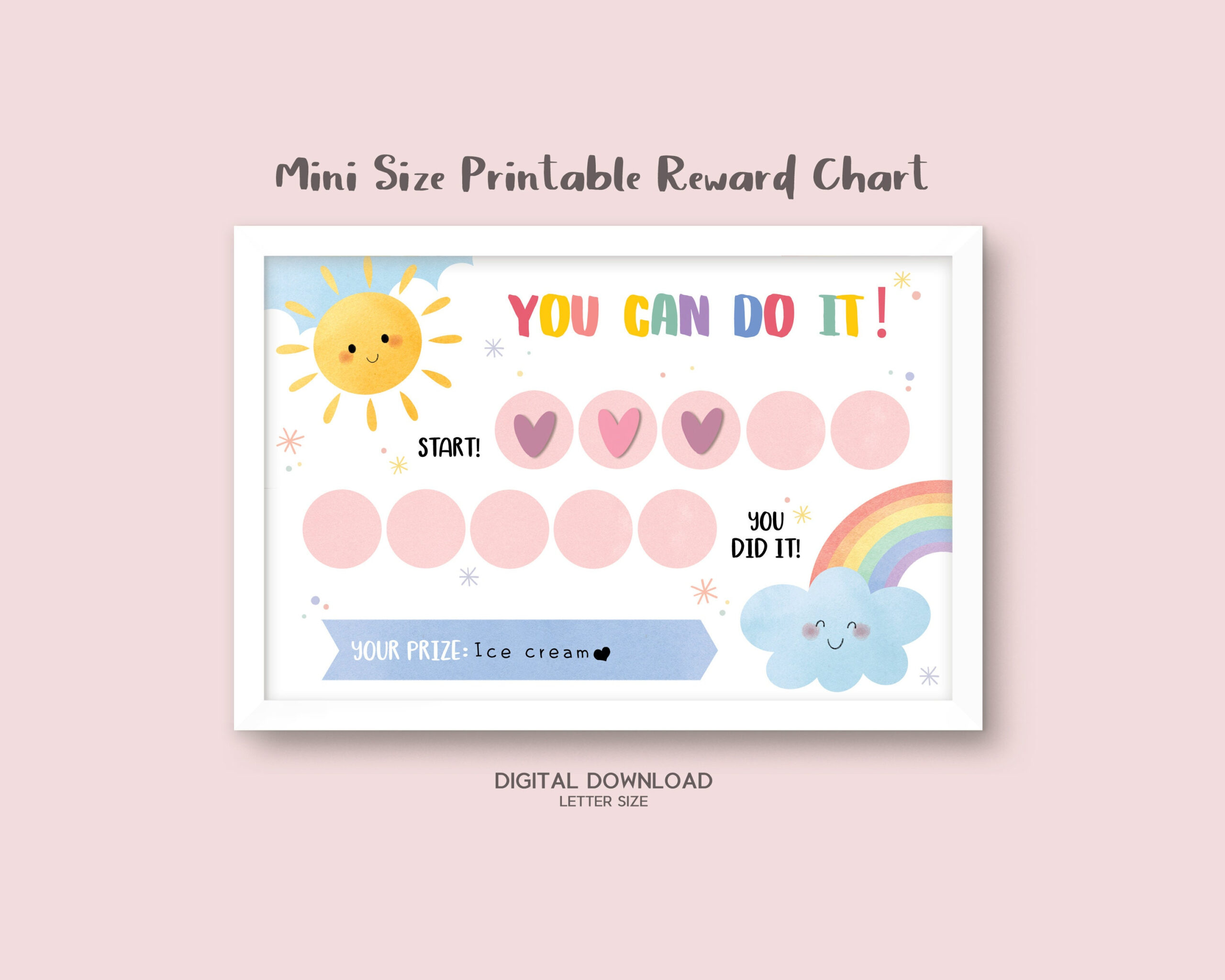 Mini Size Printable Rainbow Reward Chart With 10 Circle, Small Sticker Chart, Toddler Reward Chart, Potty Training Chart, Instant Download pertaining to Sticker Chart Printable 10