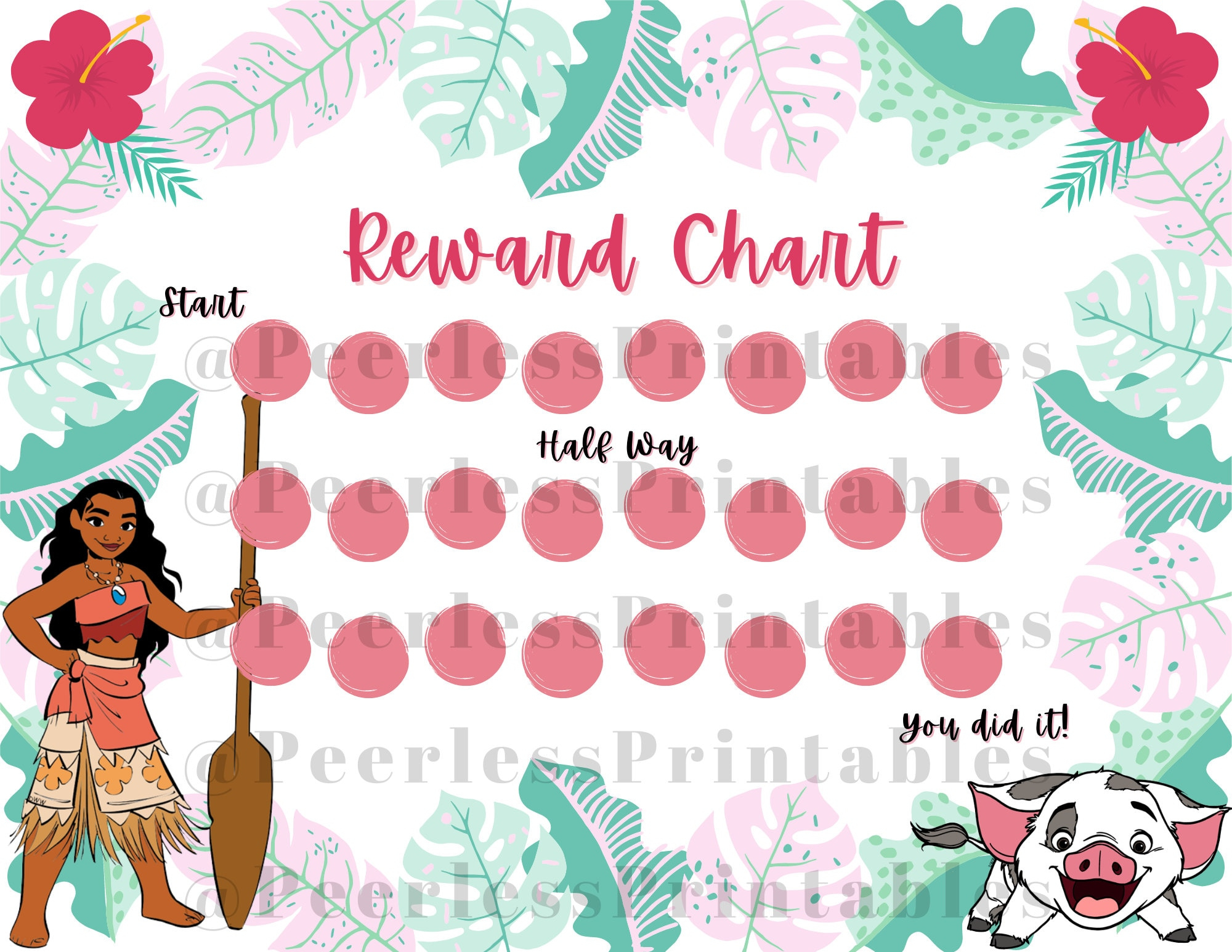 Moana Sticker Chart, Moana Reward Chart, Moana Potty Training intended for Moana Reward Chart Printable