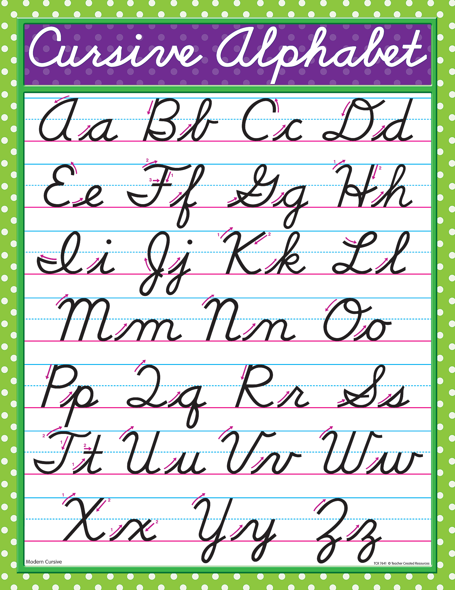 Modern Cursive Chart - Tcr7641 | Teacher Created Resources inside Cursive Writing Chart Printable
