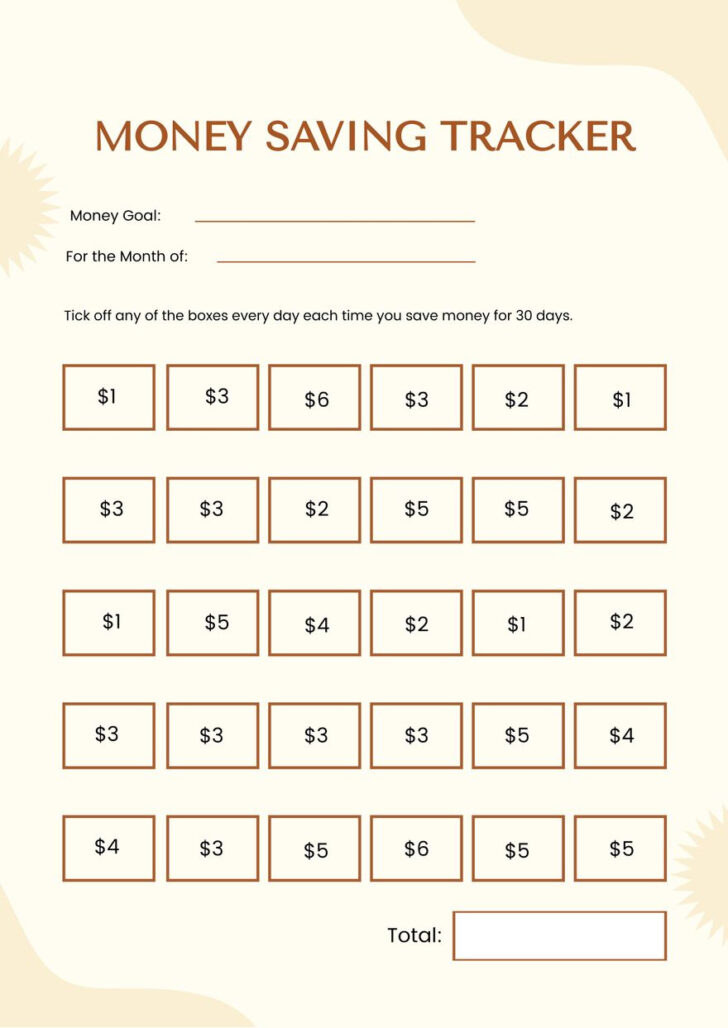 Money Saving Chart Printable
