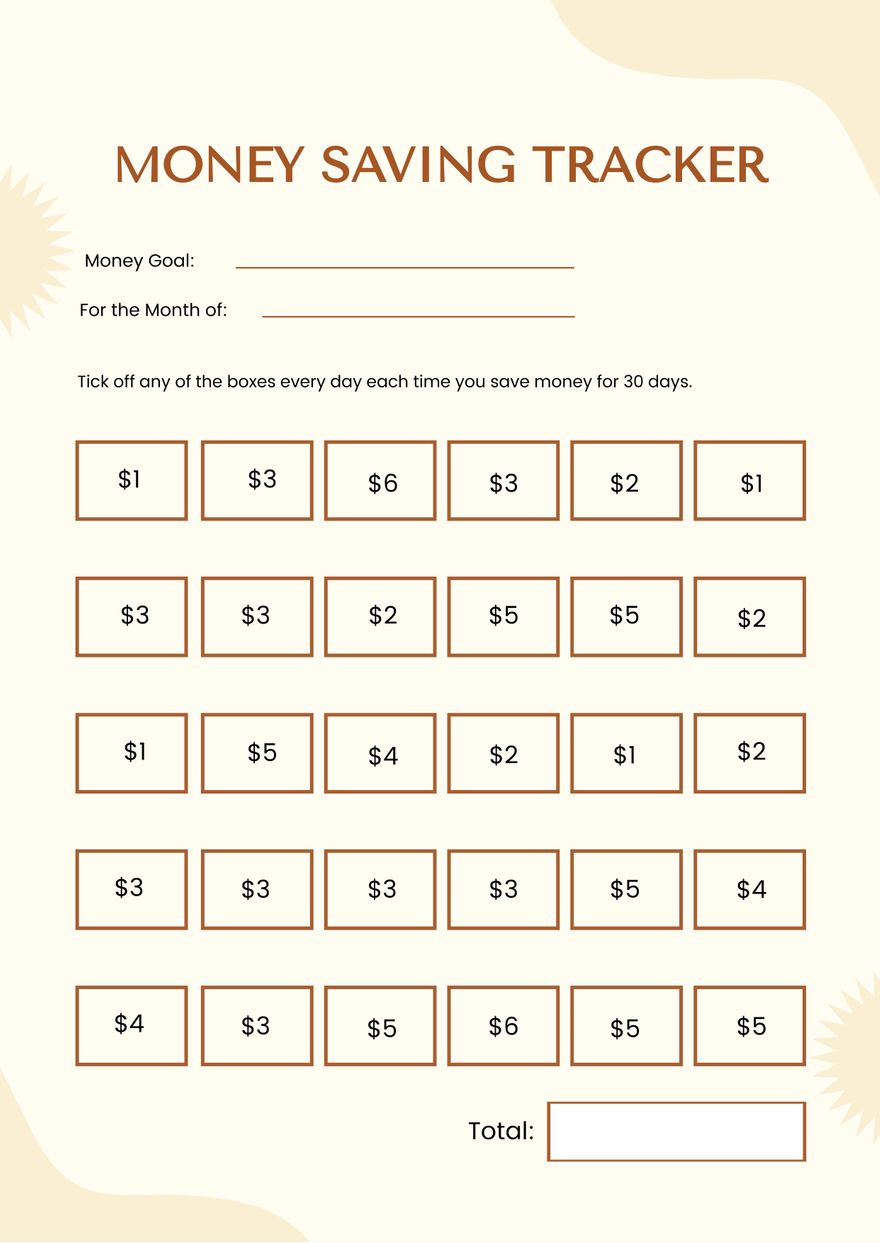 Money Saving Chart In Illustrator, Pdf - Download | Template for Money Saving Chart Printable