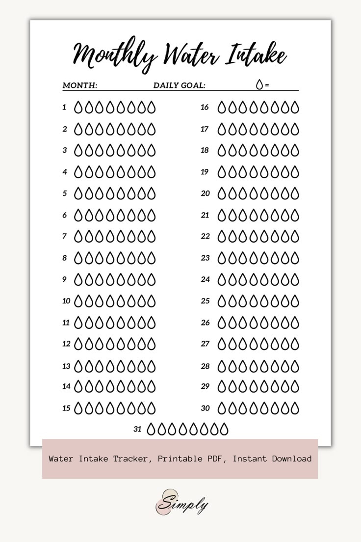 Monthly Water Intake Tracker Printable | Daily Water Intake within Daily Water Intake Chart Printable