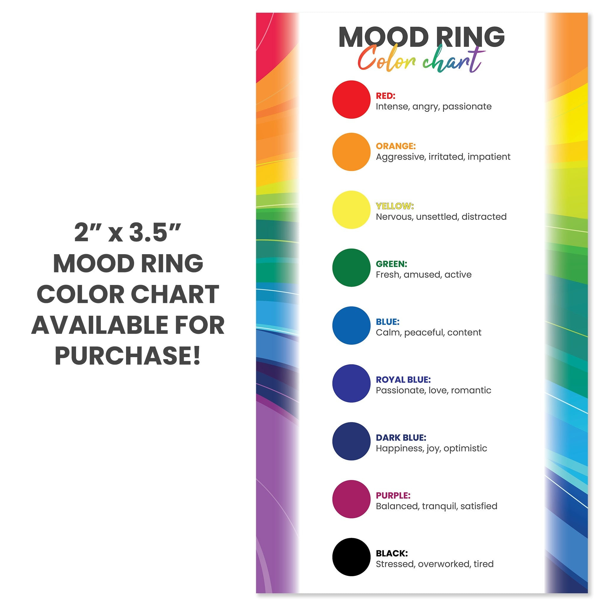 Mood Ring Color Chart - Etsy Uk with Mood Ring Color Chart Printable