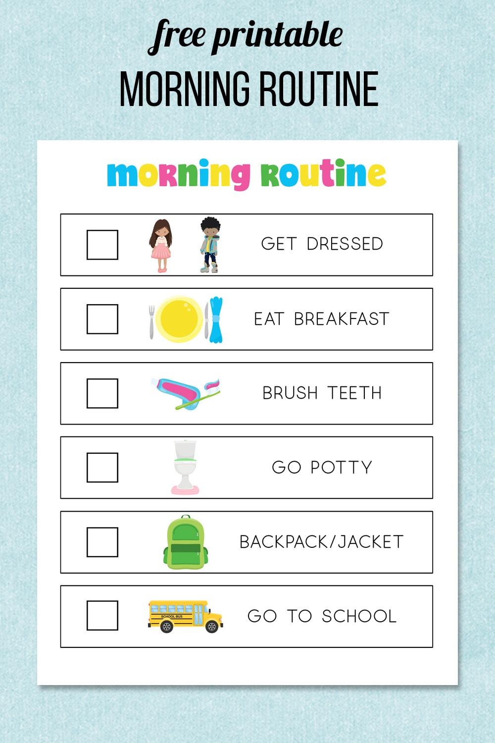Morning Routine Printable pertaining to Morning Routine Chart Printable