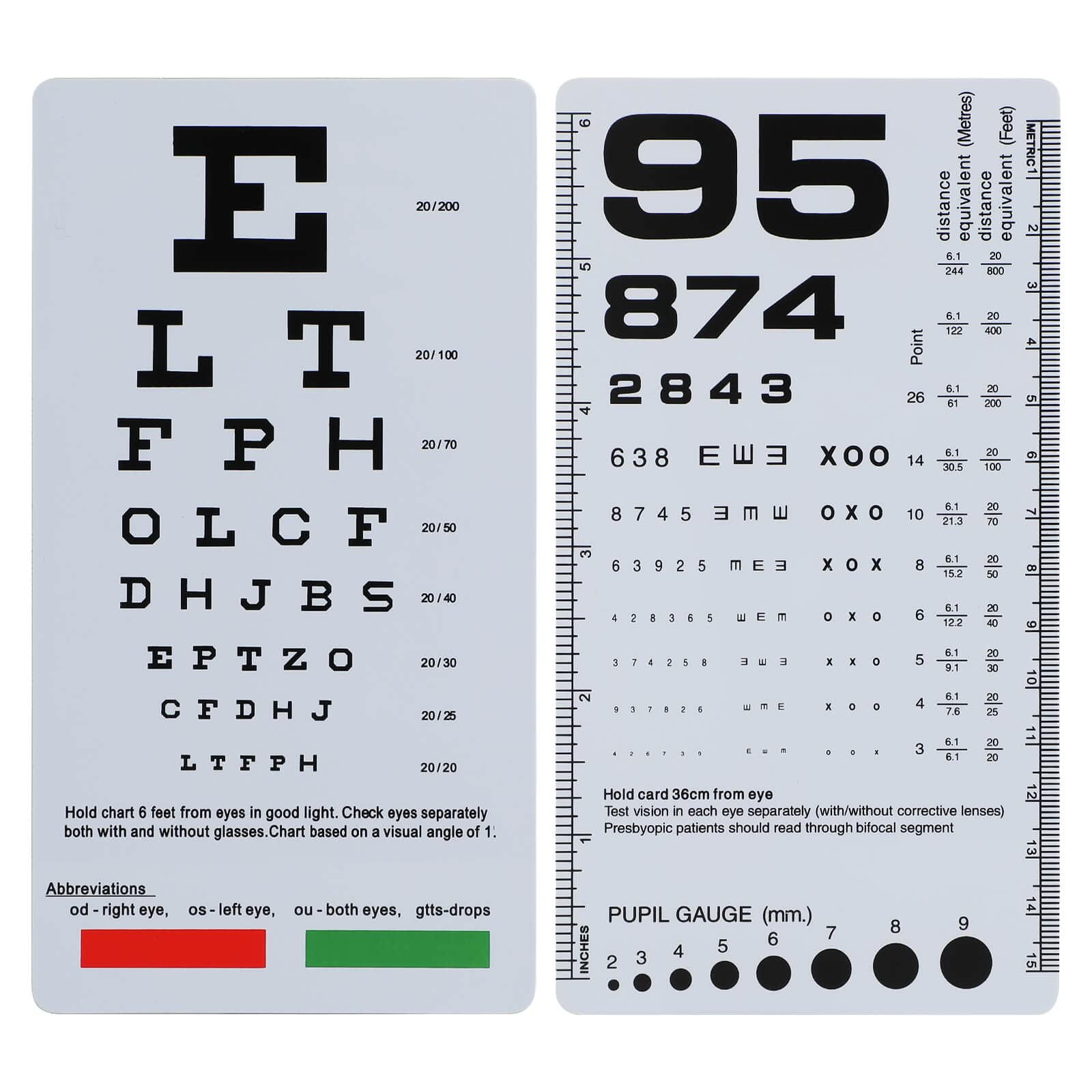 Noyoc 2 Pack Pocket Eye Chart - 6Ft Snellen &amp;amp; Rosenbaum Plastic pertaining to Hand Held Snellen Chart Printable