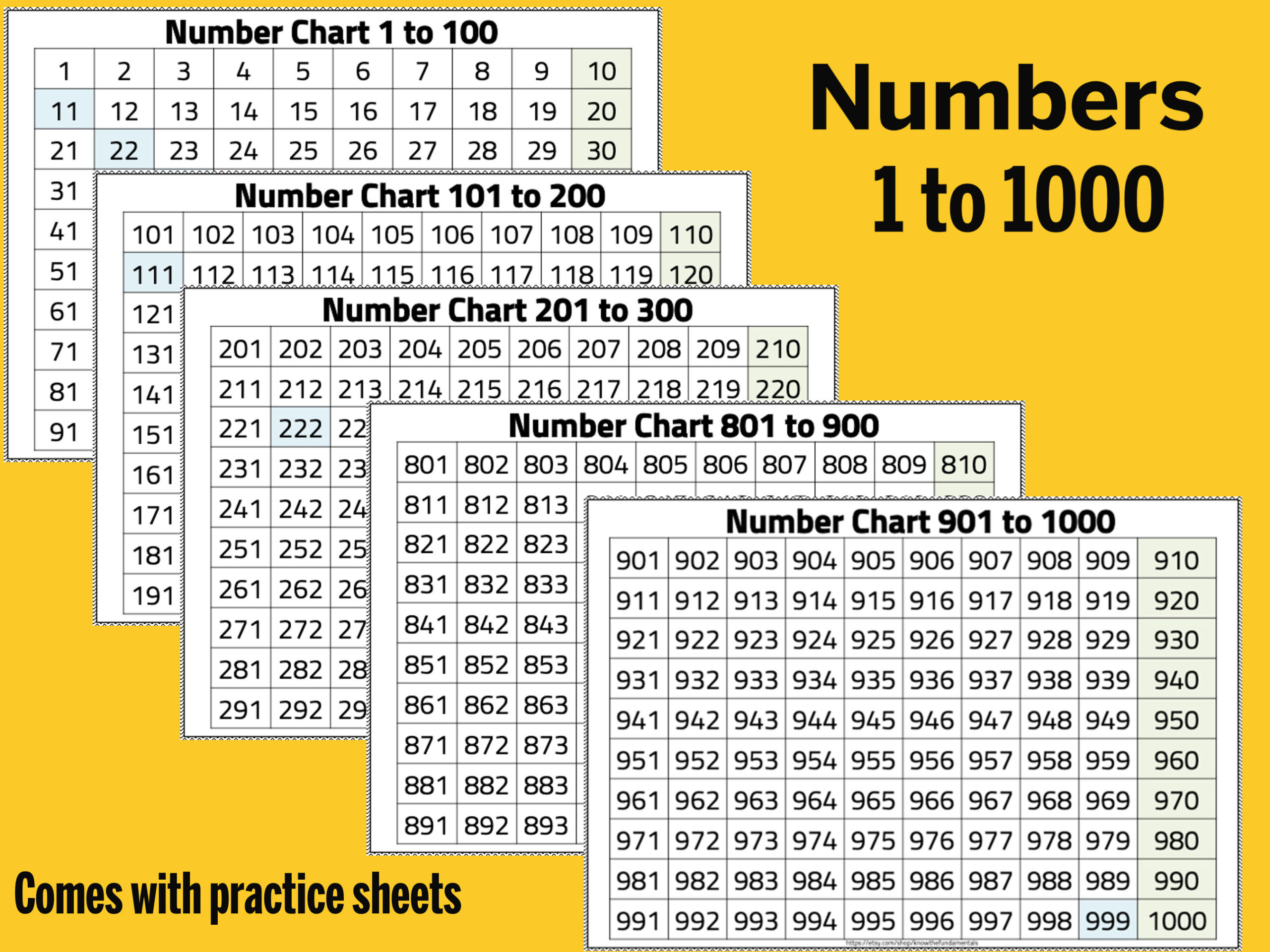 Number Chart 1-1000 | Numbers 1 To 1000 Chart | Thousands Chart with One Thousand Chart Printable