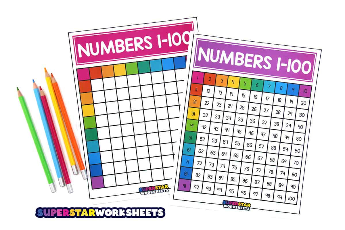 Number Charts - Superstar Worksheets inside Preschool Number Chart Printable