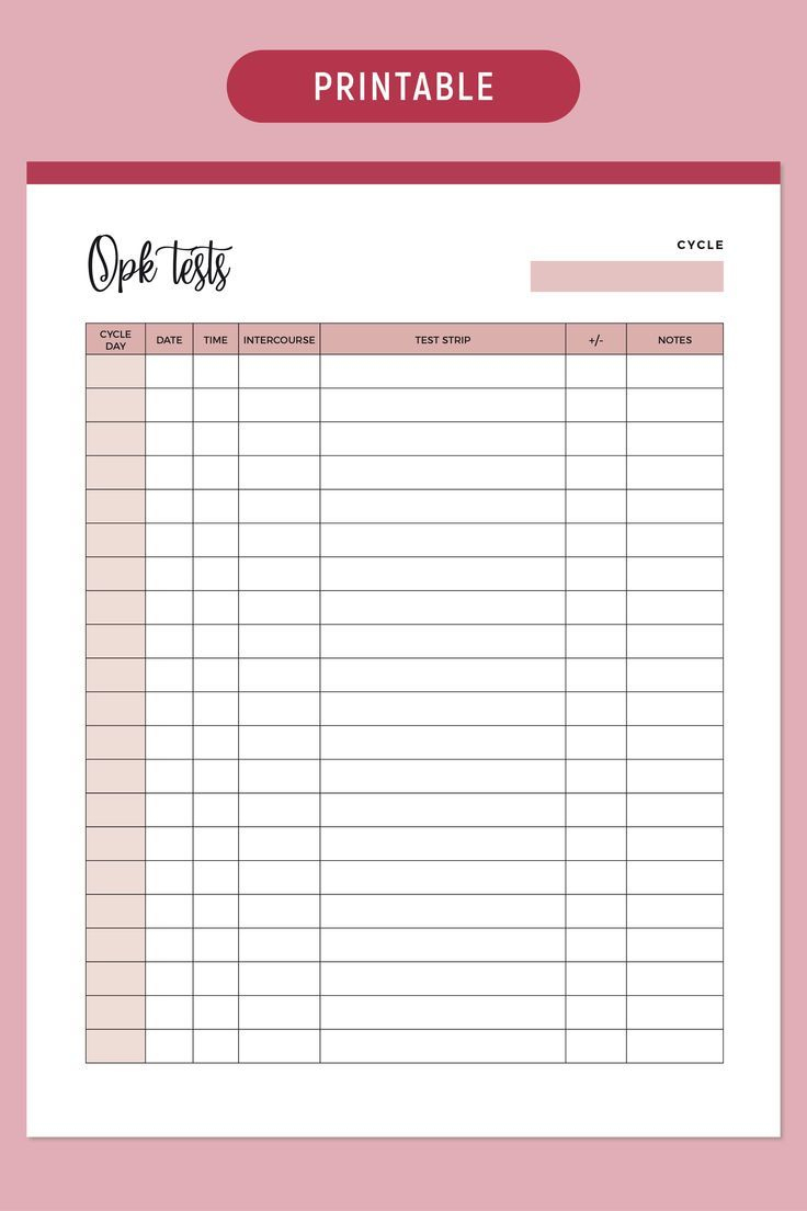 Ovulation Planner Template for Ovulation Chart Printable