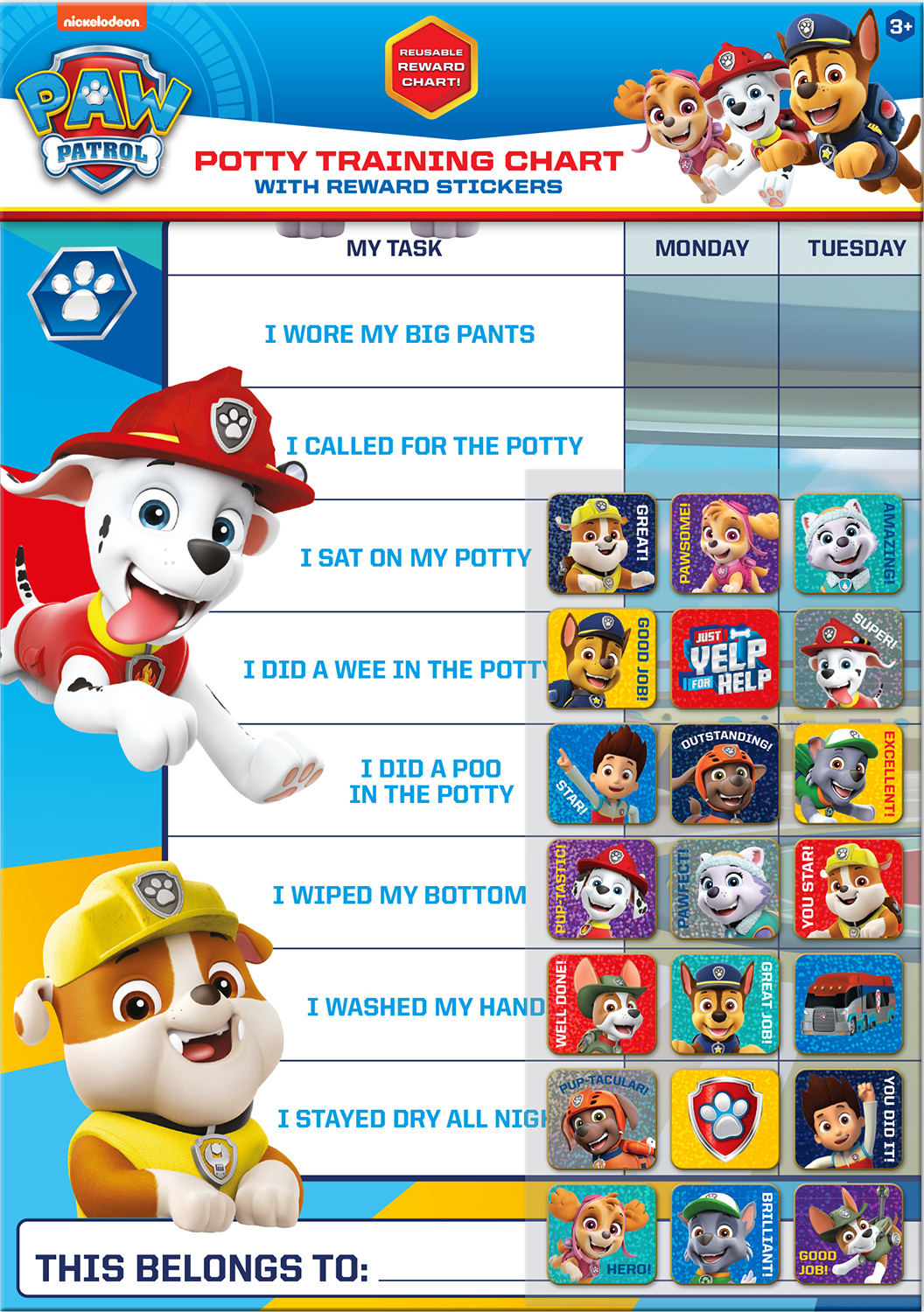 Paw Patrol Potty Training Reward Chart | Paper Projects throughout Paw Patrol Potty Chart Printable