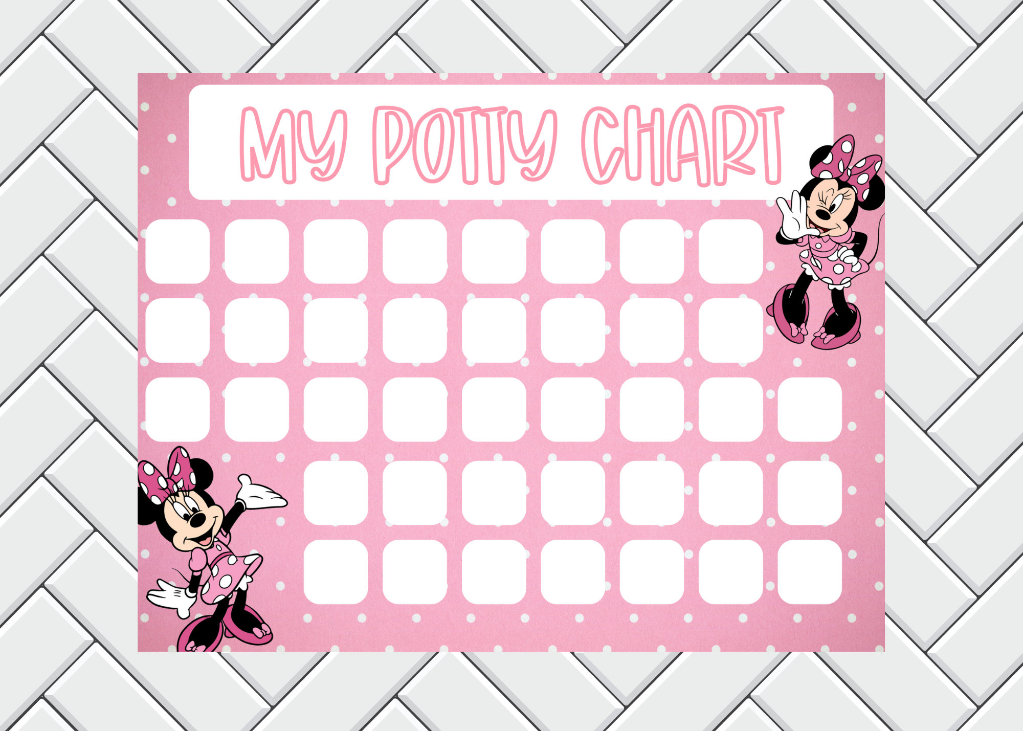 Potty Training Chart - Sticker Chart - Kids Reward Chart - Minnie in Minnie Mouse Potty Chart Printable Free