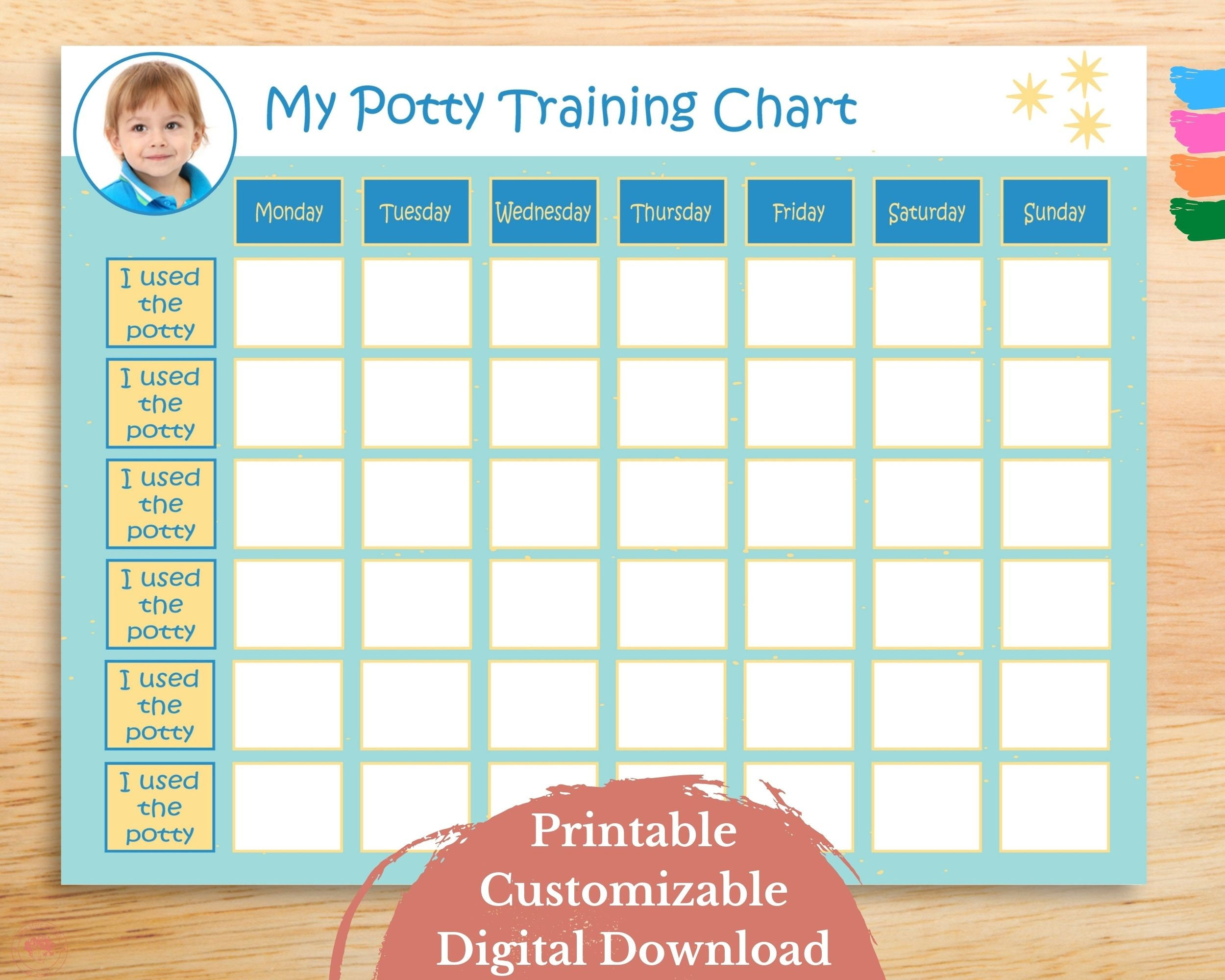 Potty Training Schedule Chart Printable, Potty Training Sticker in Potty Training Visual Chart Printable