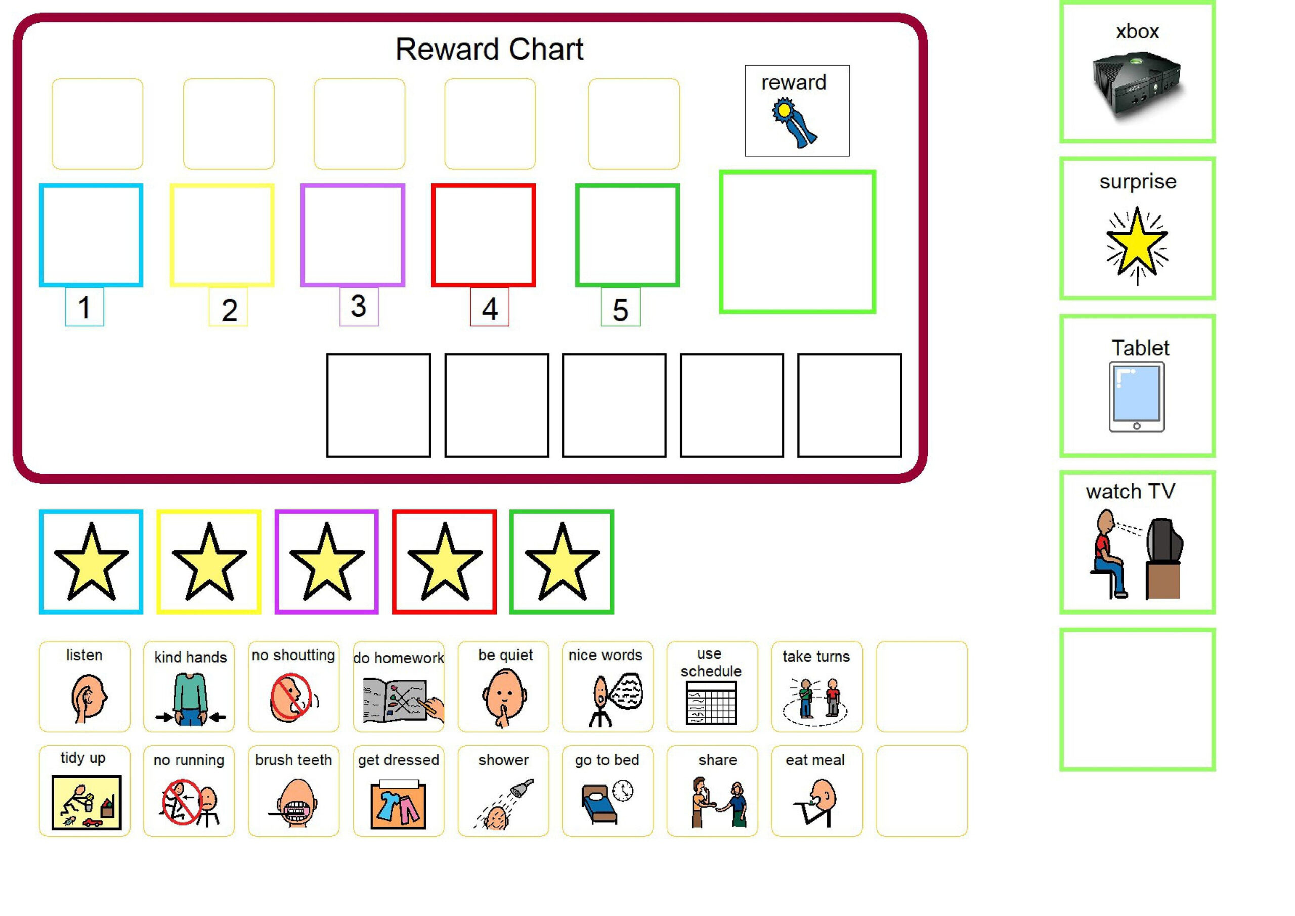Printable Autism Reward Chart - Etsy Norway inside Autism Reward Chart Printable