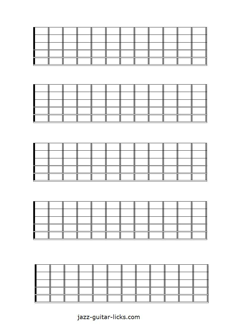 Printable Blank Guitar Neck Diagrams - Chord &amp;amp; Scale Charts for Guitar Note Chart Printable