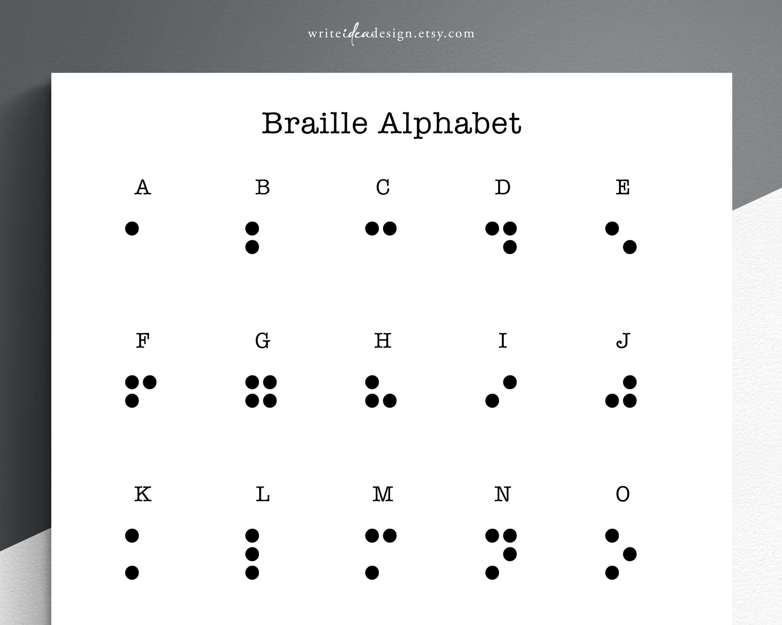 Printable Braille Alphabet Sheet - Full Alphabet. Braille Letters with Braille Chart Printable