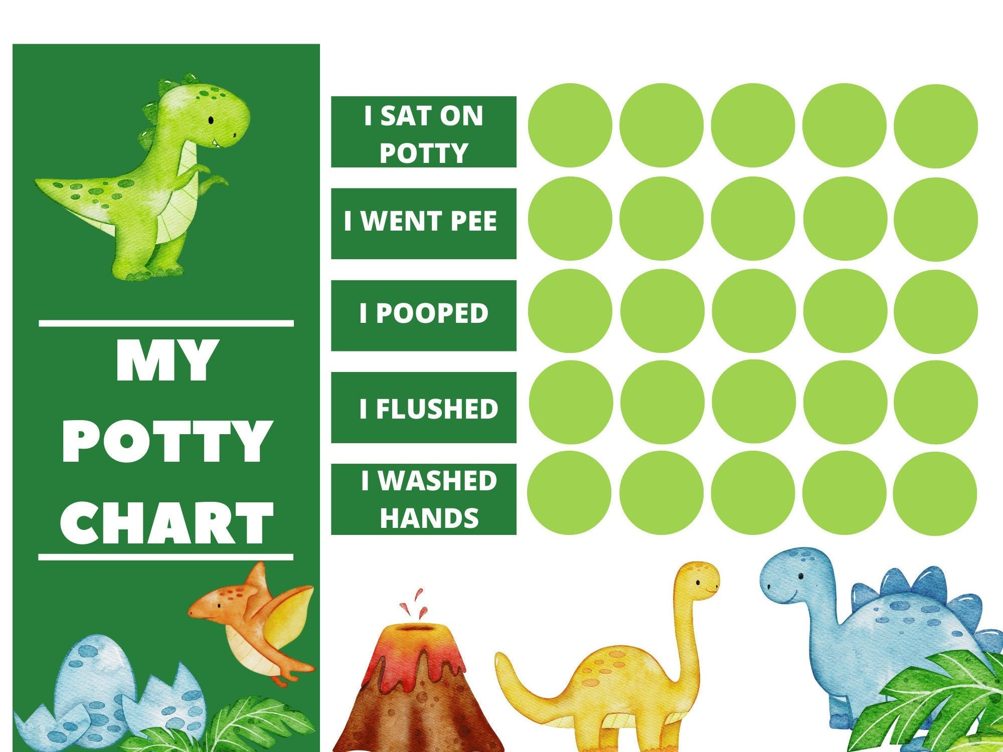 Printable Dinosaur Potty Training Chart With Stickers | Instant within Dinosaur Potty Chart Printable Free