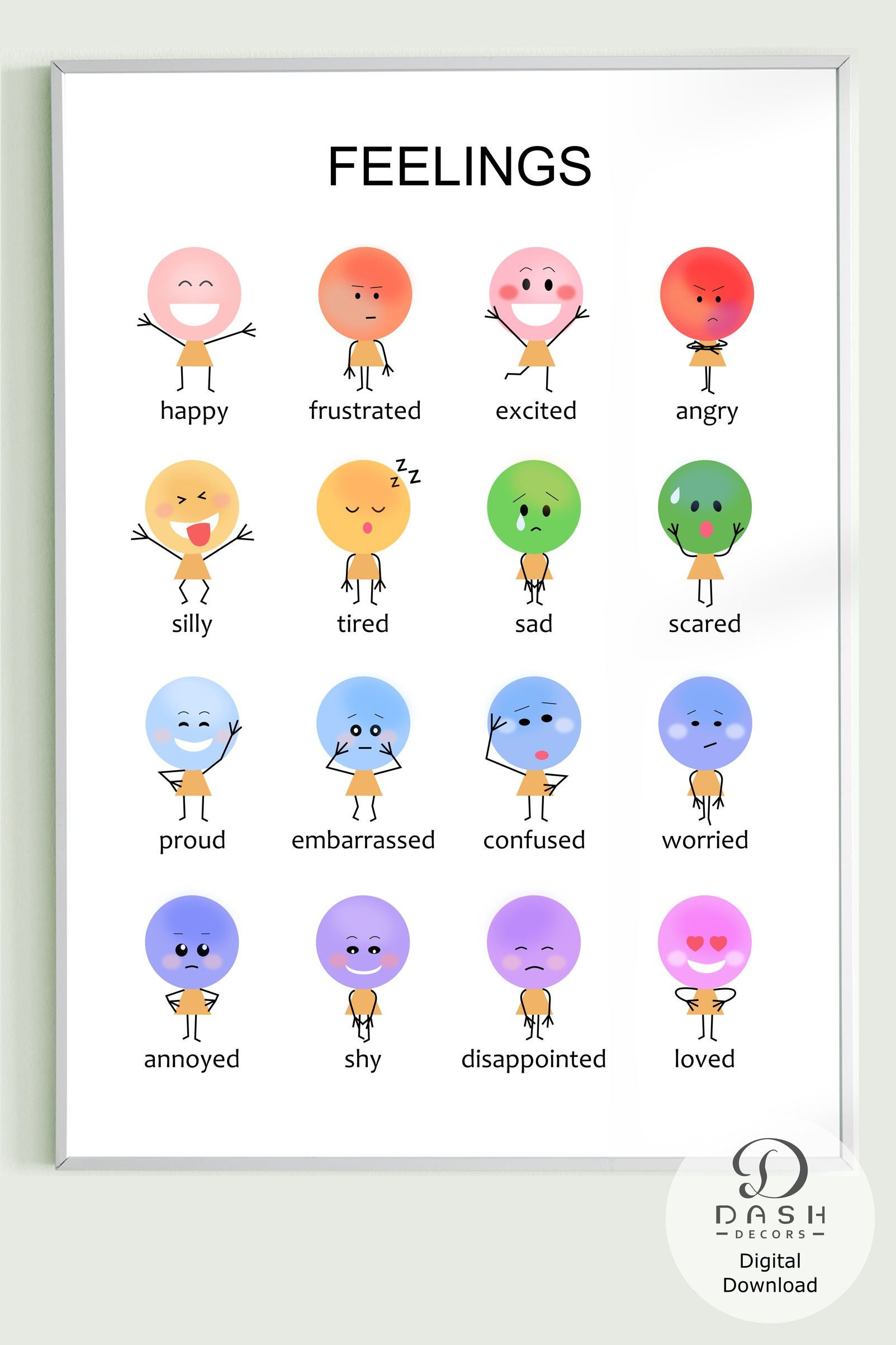 Printable Emotion Chart Poster For Kid And Montessori Preschool within Emotional Chart Printable