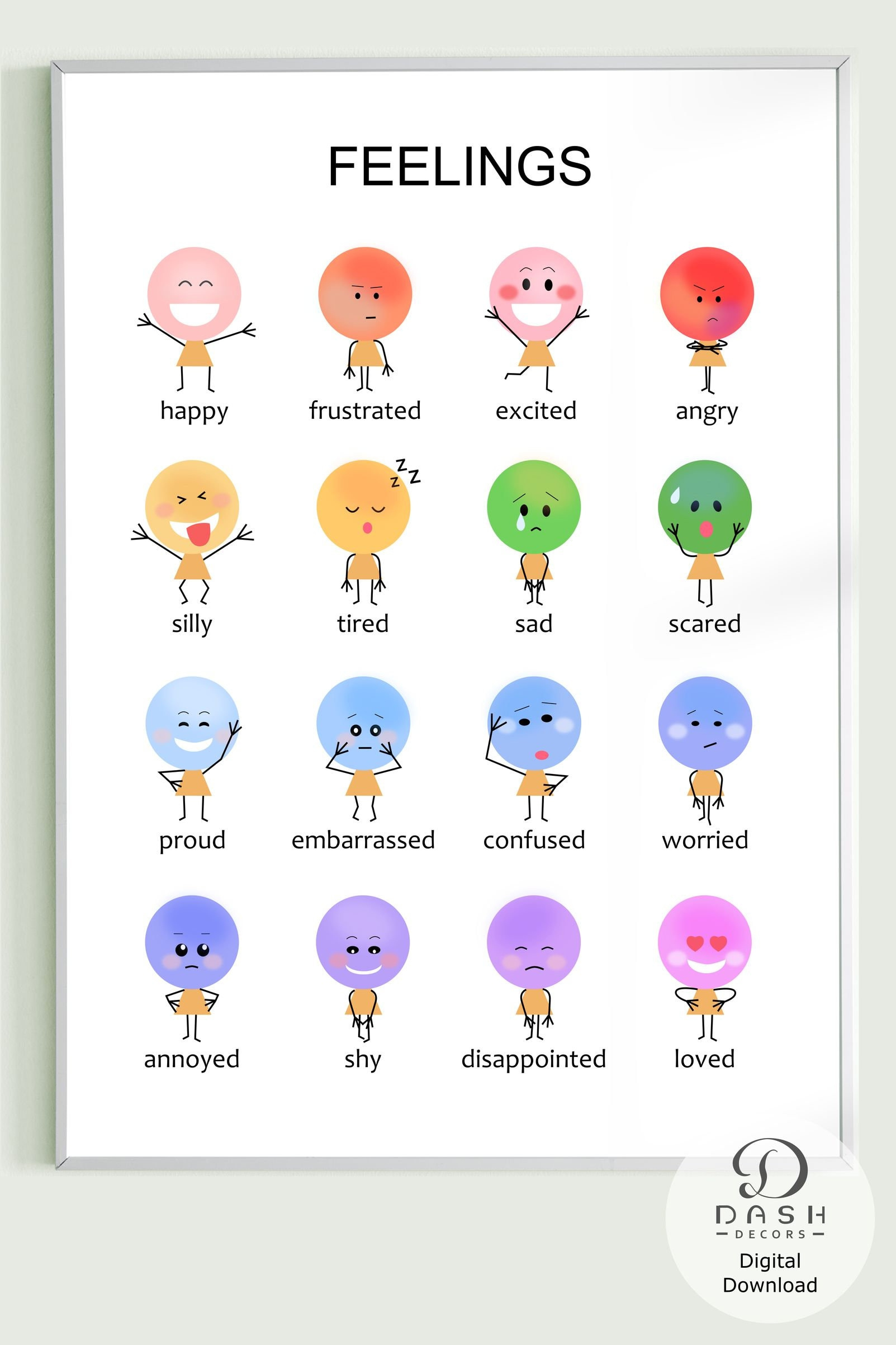 Printable Emotion Chart Poster Für Kinder Und Montessori Vorschule pertaining to Feelings Chart Printable