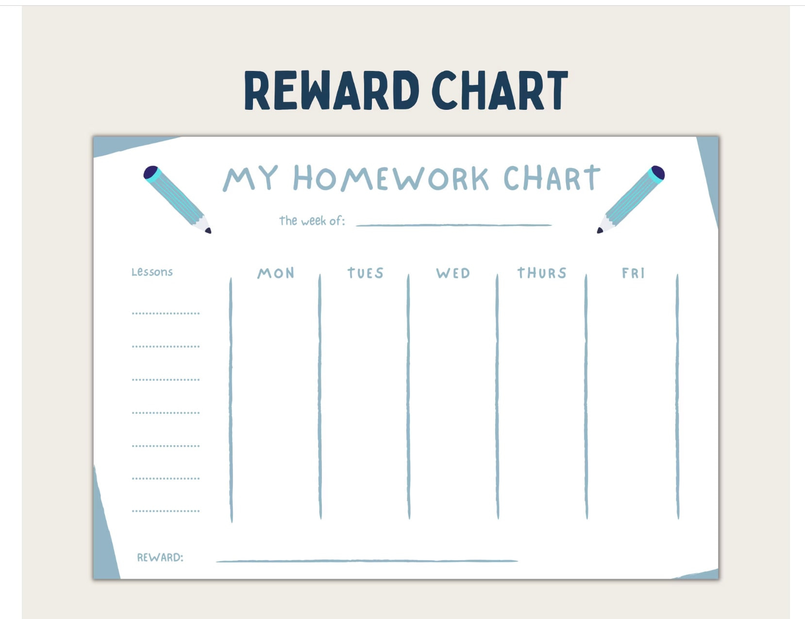 Printable Homework Reward Chart, Daily And Weekly Homework Chart inside Homework Reward Chart Printable