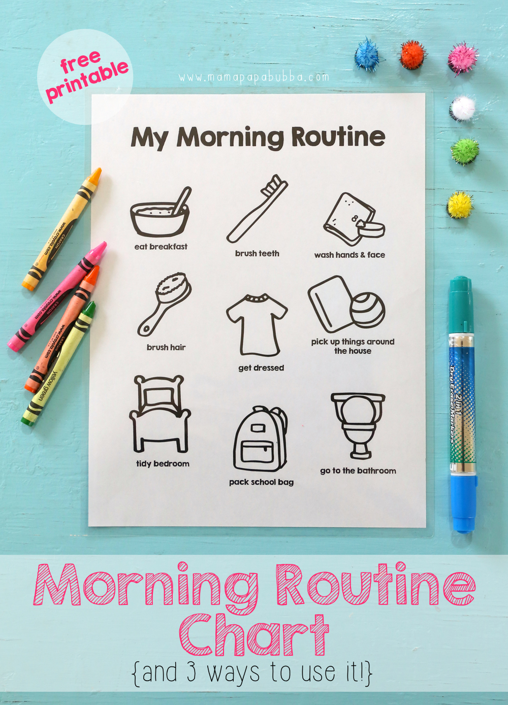 Printable Morning Routine Chart - Mama.papa.bubba. in Morning Routine Chart Printable