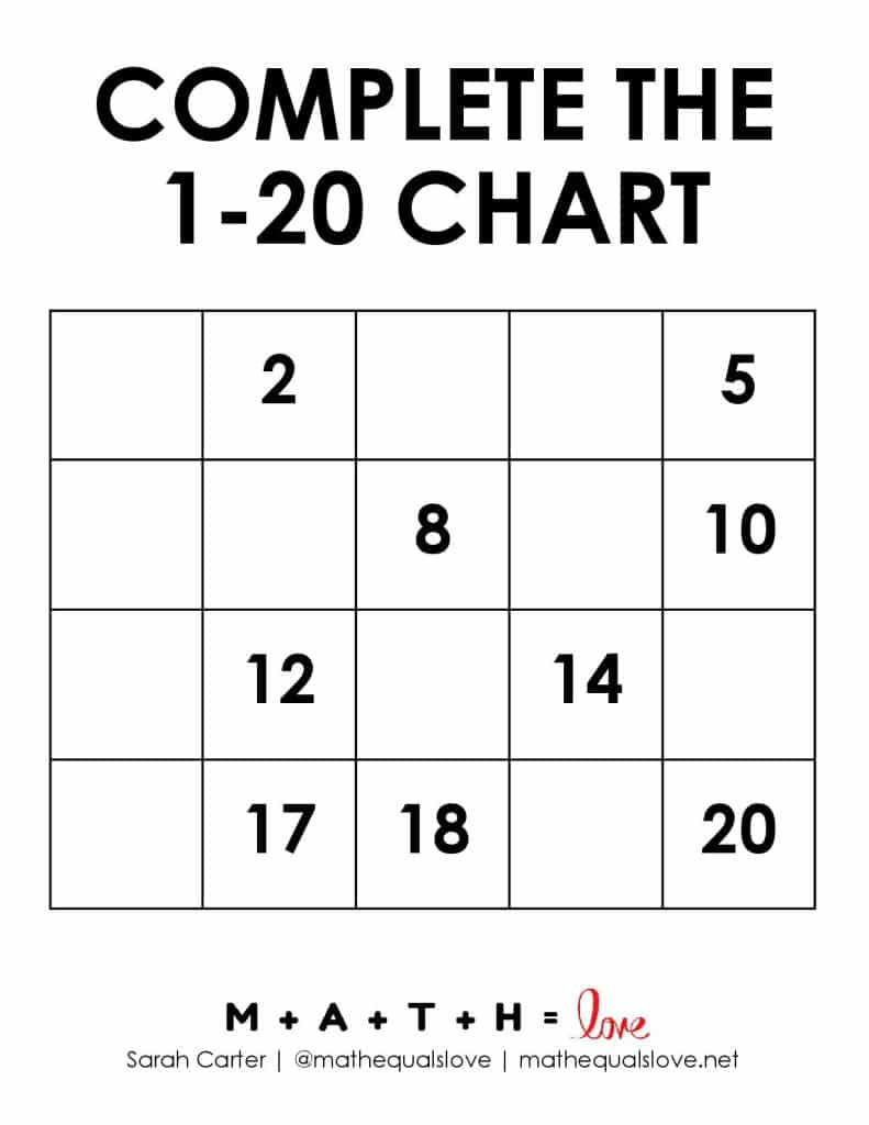 Printable Number Chart 1-20 (Free Pdf Templates) in 20 Chart Printable Free