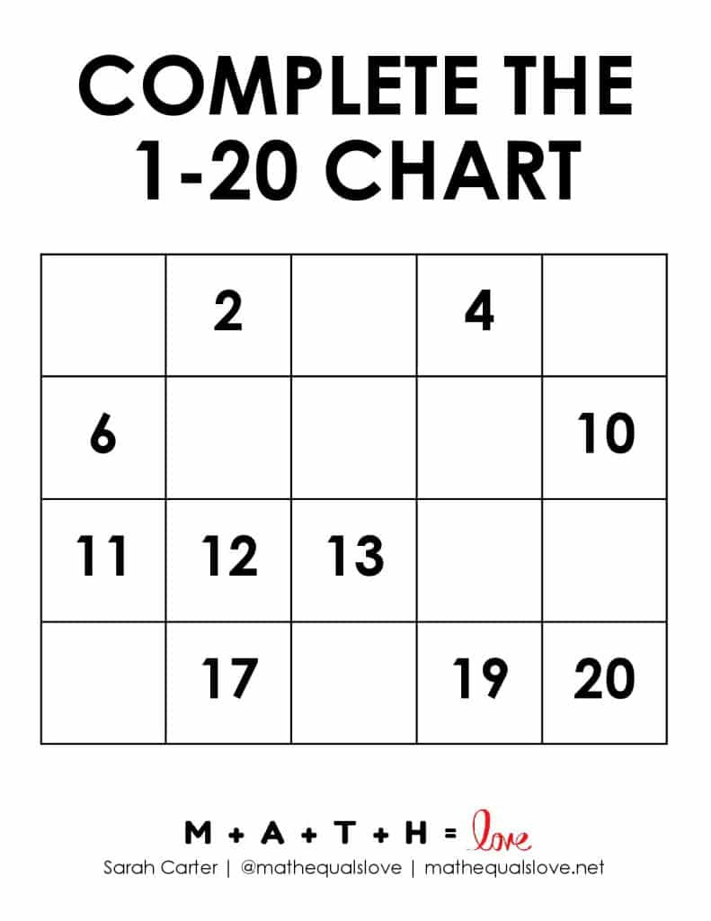 Printable Number Chart 1-20 (Free Pdf Templates) throughout 1 20 Number Chart Printable