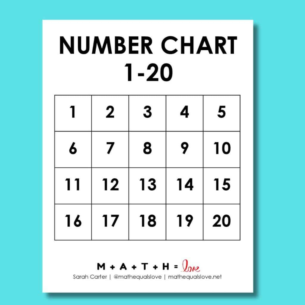 Printable Number Chart 1-20 (Free Pdf Templates) throughout 20 Chart Printable