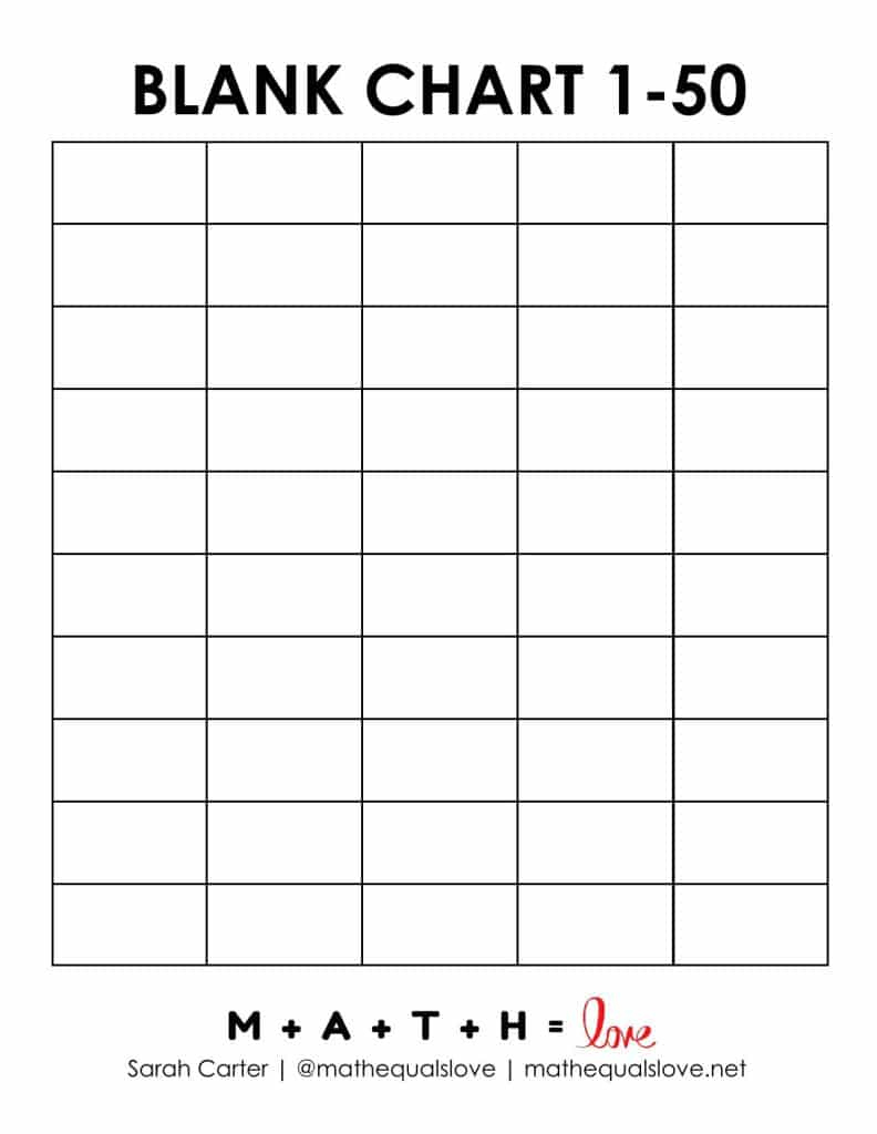 Printable Number Chart 1-50 (Free Pdf Templates) with regard to 1 50 Blank Number Chart Printable
