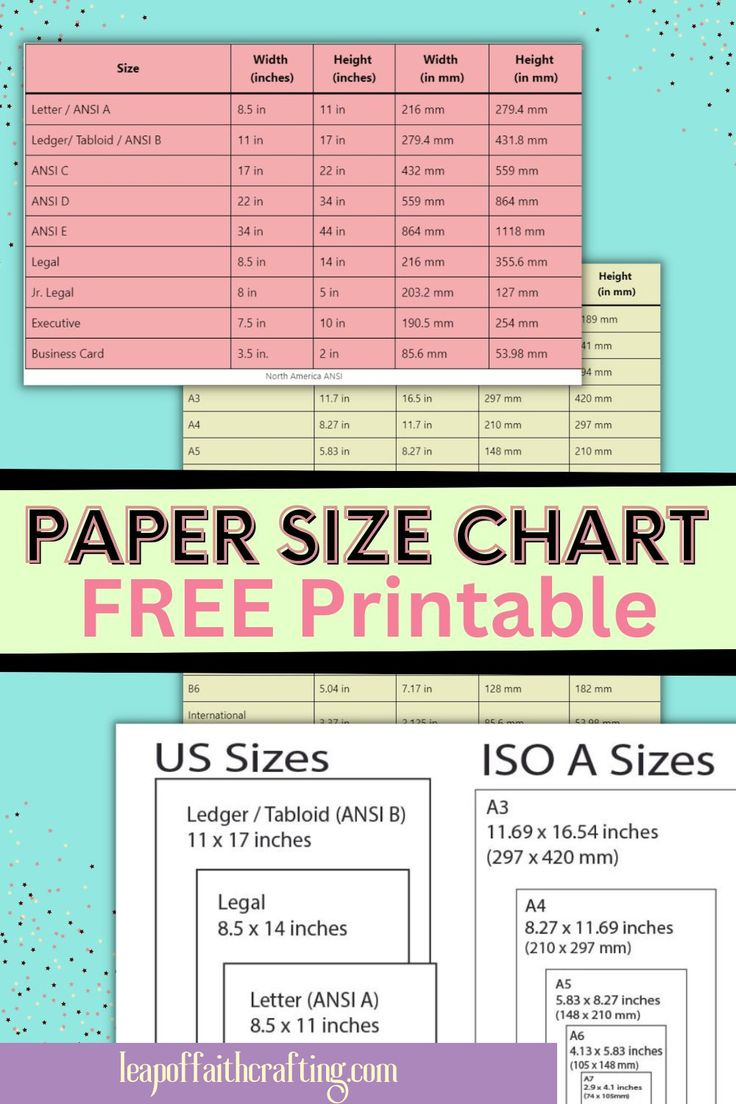 Printable Paper Size Chart (Free!) regarding Paper Size Chart Printable