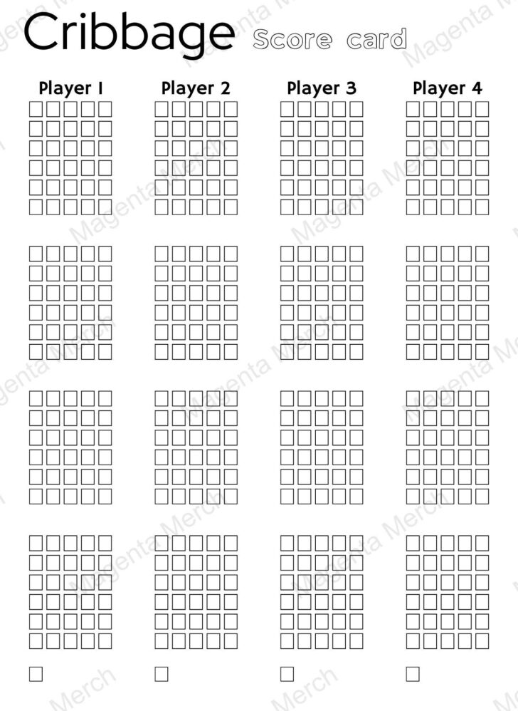 Cribbage Scoring Chart Printable