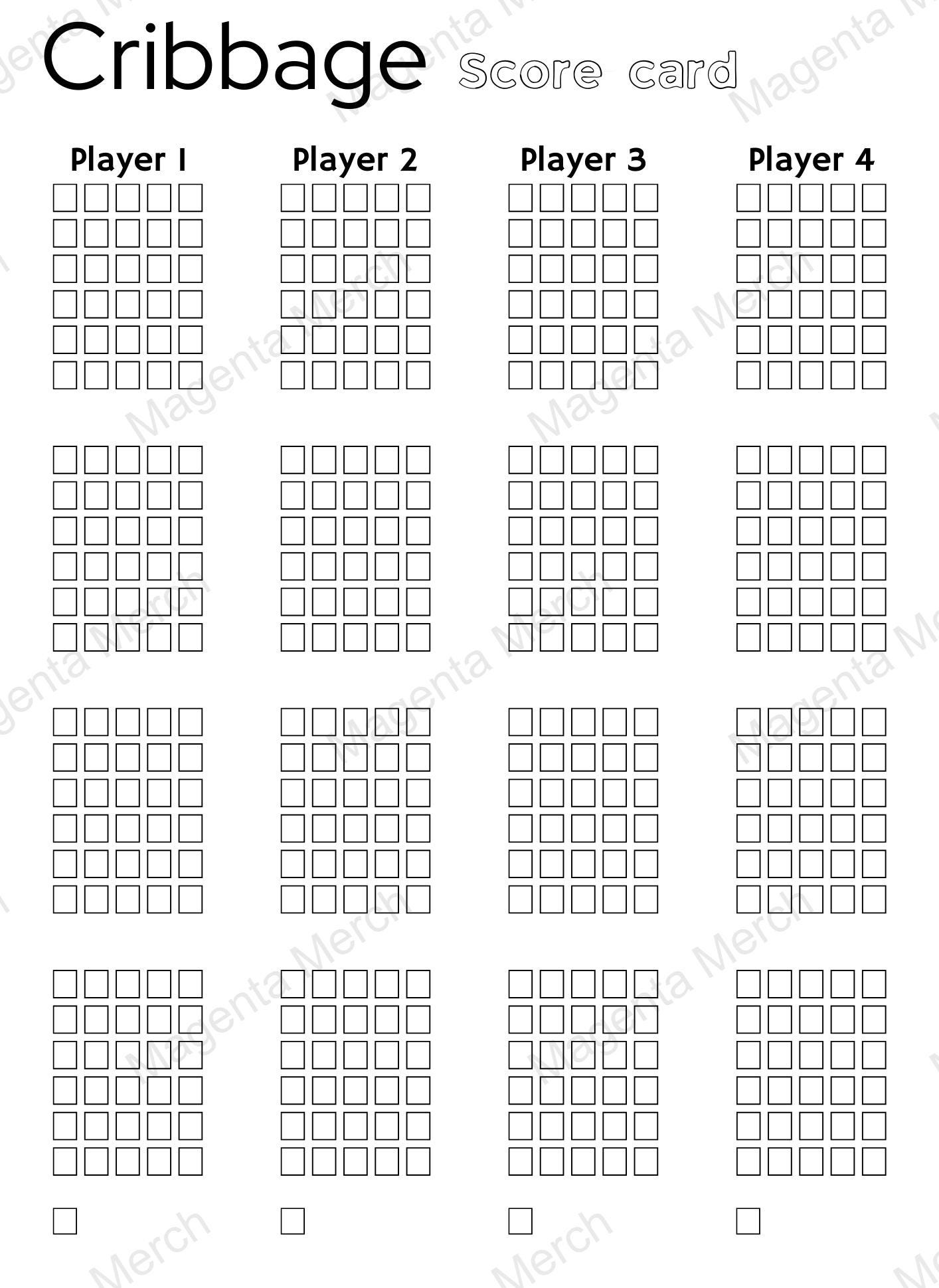 Printable Replacement Score Card Compatible With Cribbage - A4 And pertaining to Cribbage Scoring Chart Printable
